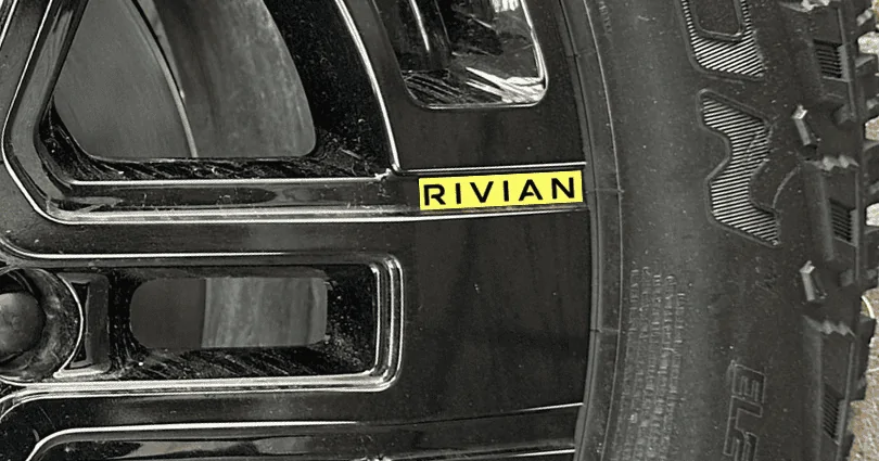 Rivian R1T R1S Need help with a wheel measurement - Yellow Rivian Logo 1709948056843