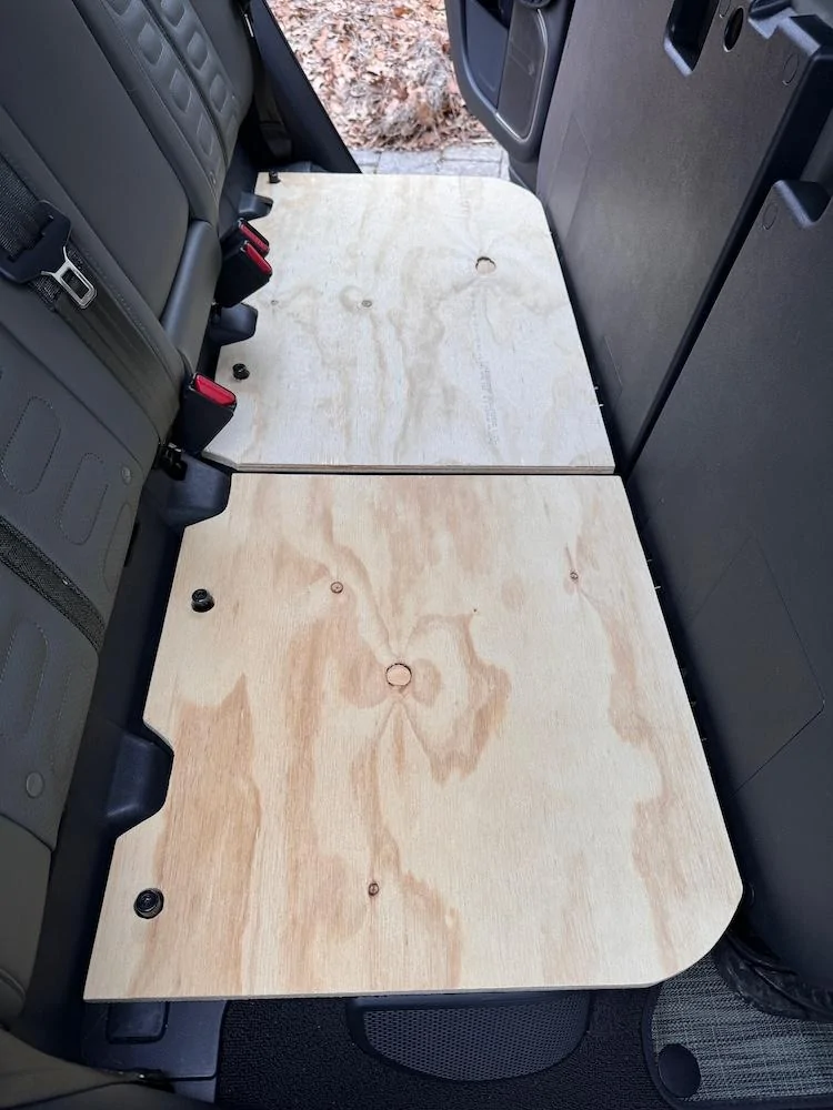 Rivian R1T R1S Dog Platform Bench custom DIY made for R1T back seat IMG_1272