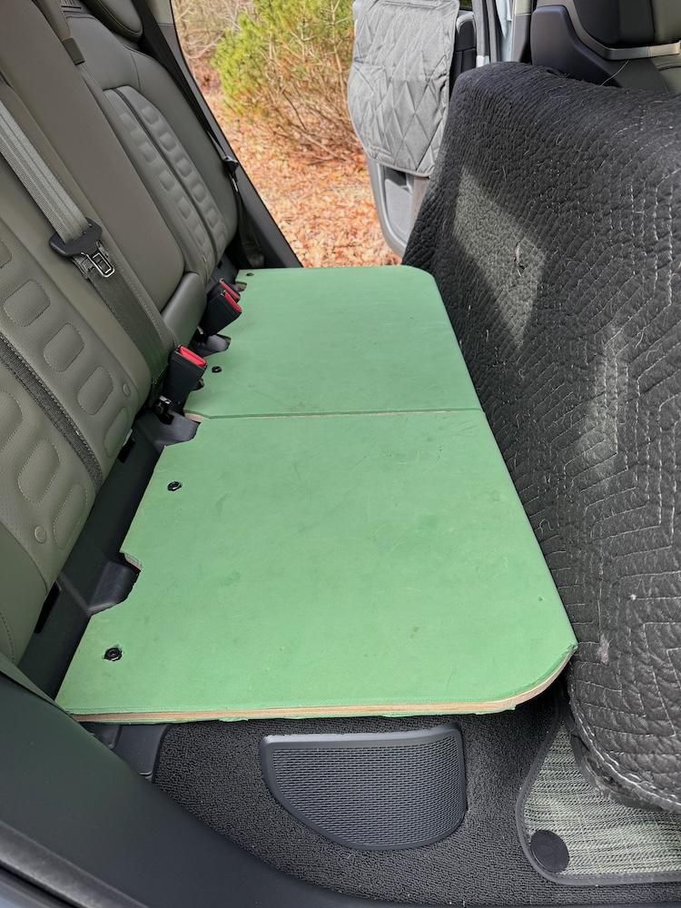 Rivian R1T R1S Dog Platform Bench custom DIY made for R1T back seat IMG_1274
