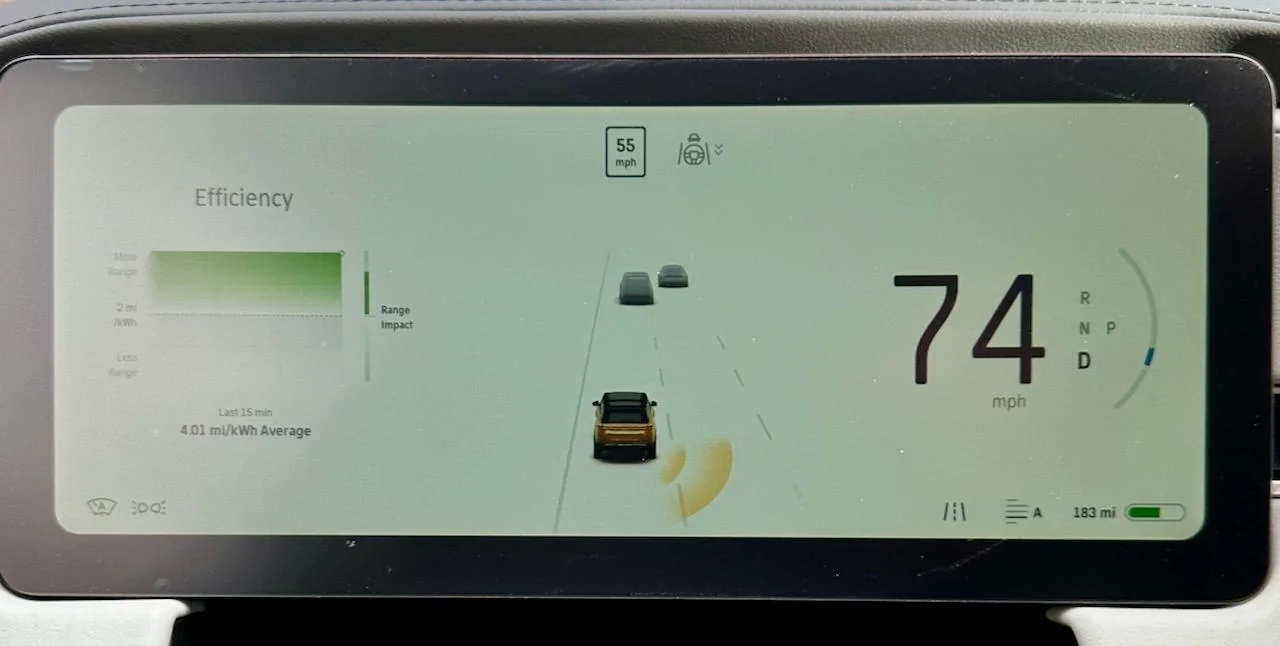 Rivian R1T R1S Why is 4 mi/kwh the max in the Efficiency screen? IMG_3557
