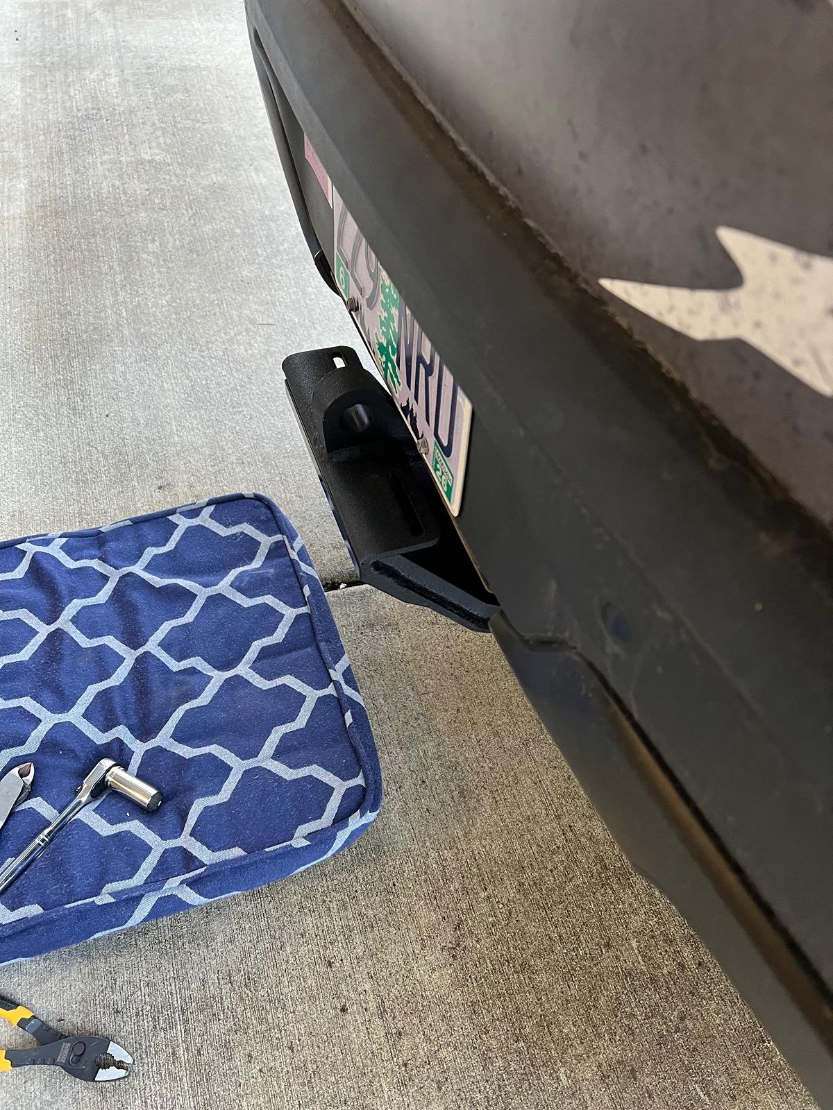 Rivian R1T R1S Hitch Step / rear skid plate installed IMG_5559