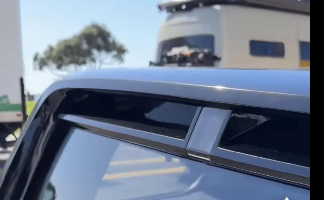 Rivian R1T R1S R2 Videos & photos from Austin public showing rivian r2 roof spoiler