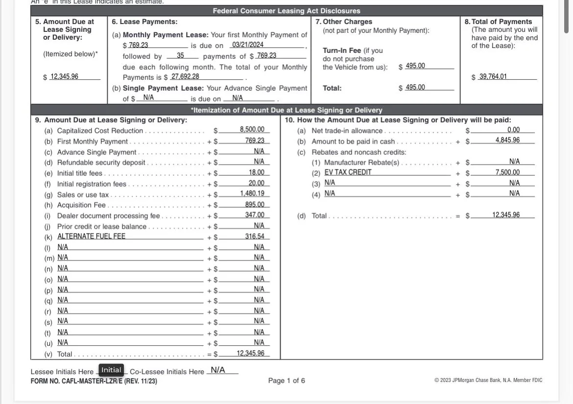 Rivian R1T R1S Lease Details IMG_4044