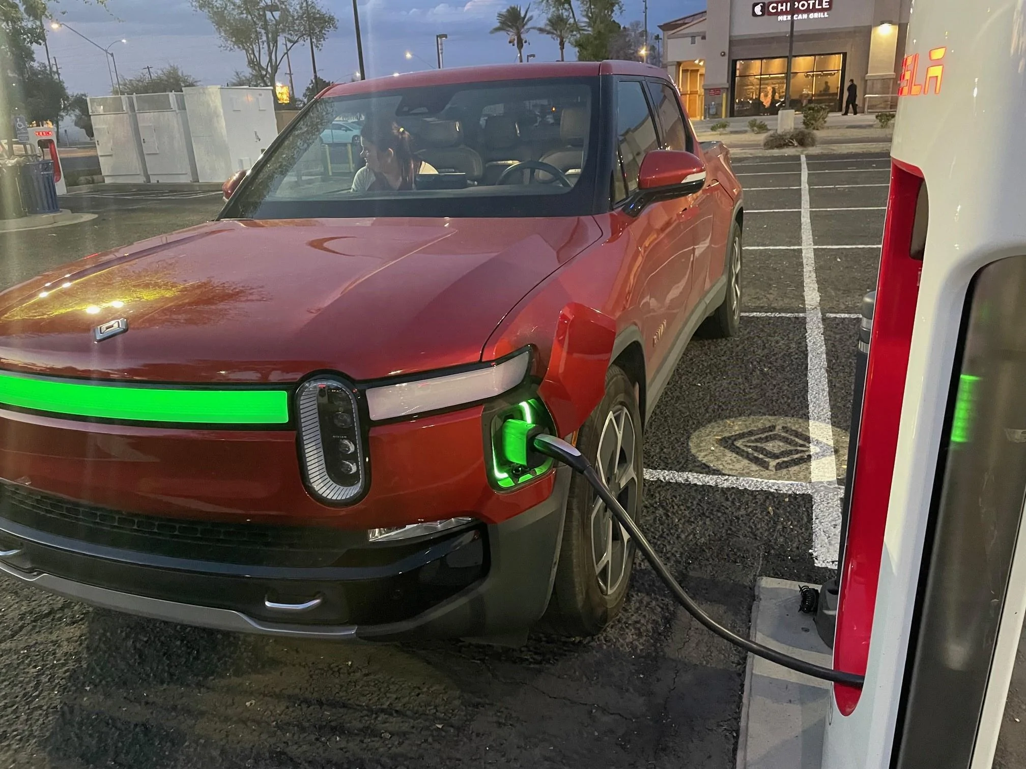 Rivian R1T R1S Let's talk Tesla Supercharger parking etiquette... TeslaPaC