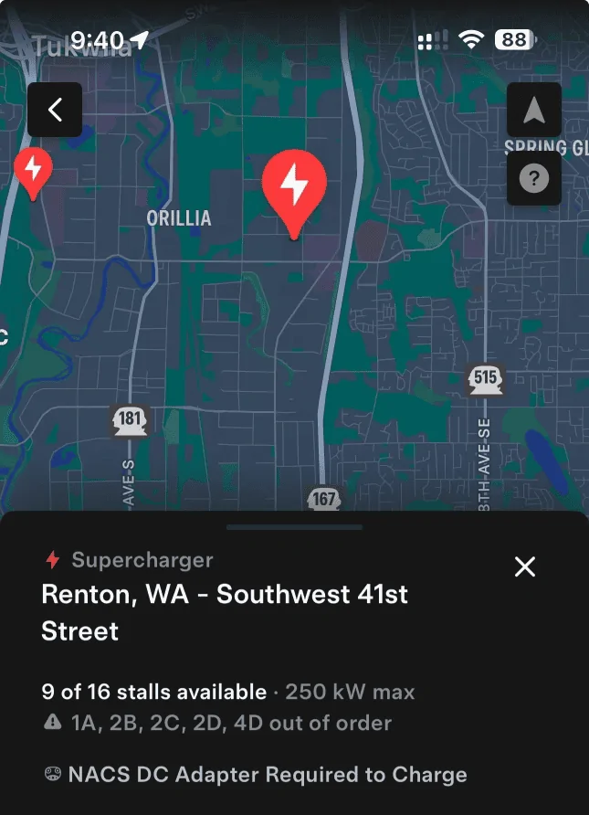 Rivian R1T R1S Let's talk Tesla Supercharger parking etiquette... busted superchargers