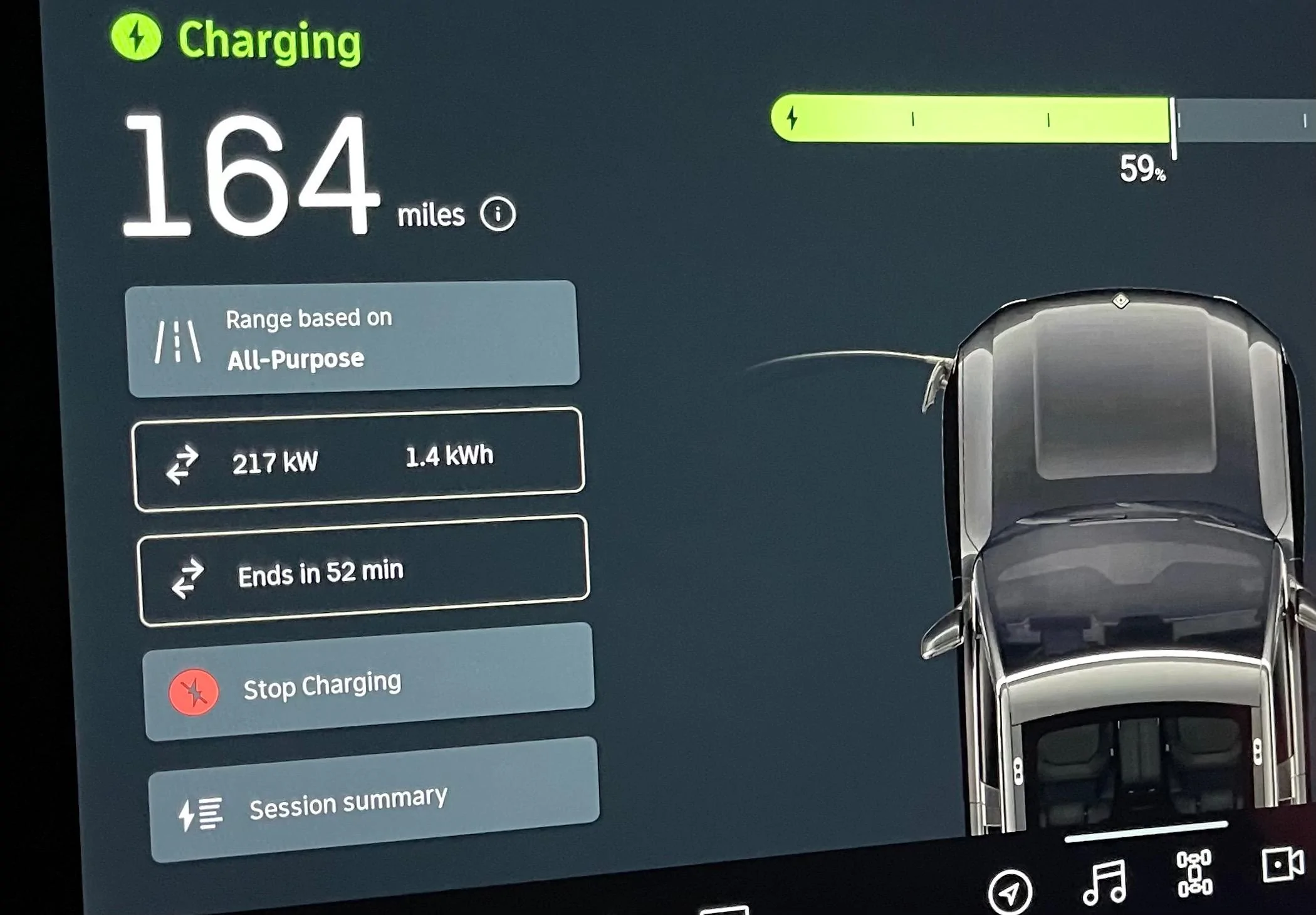 Rivian R1T R1S MidnightRivian's R1S Tesla Charger test session hitting speeds @ 217 kW using A2Z adapter / plug and charge feature IMG_9189
