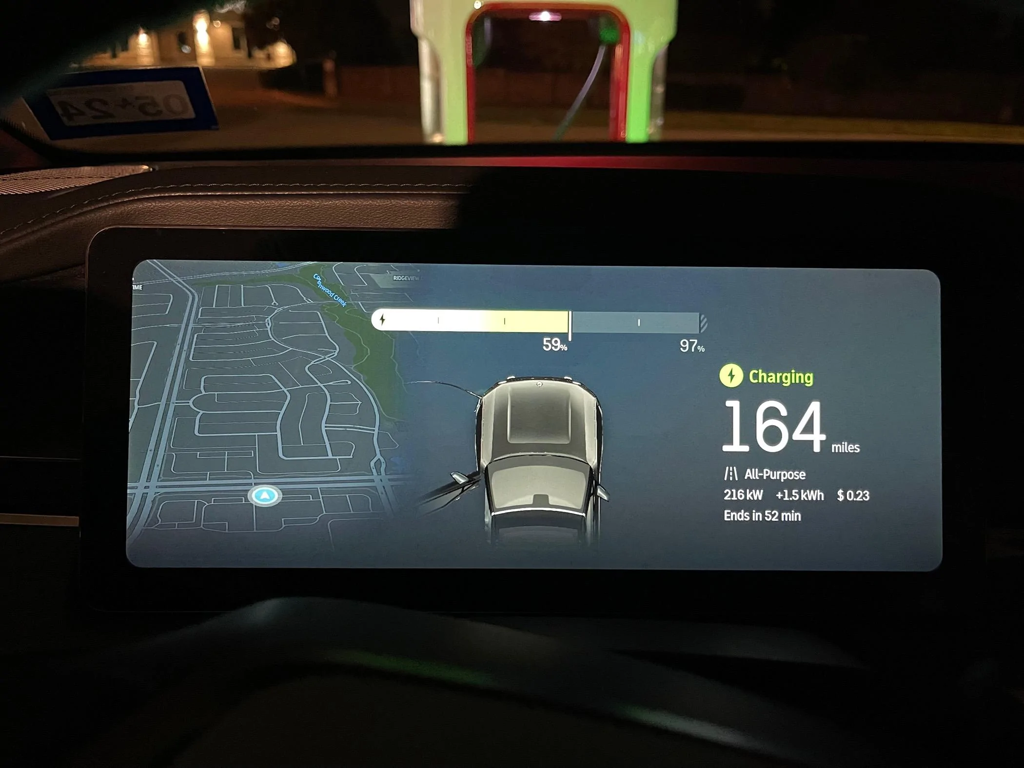 Rivian R1T R1S MidnightRivian's R1S Tesla Charger test session hitting speeds @ 217 kW using A2Z adapter / plug and charge feature IMG_9190