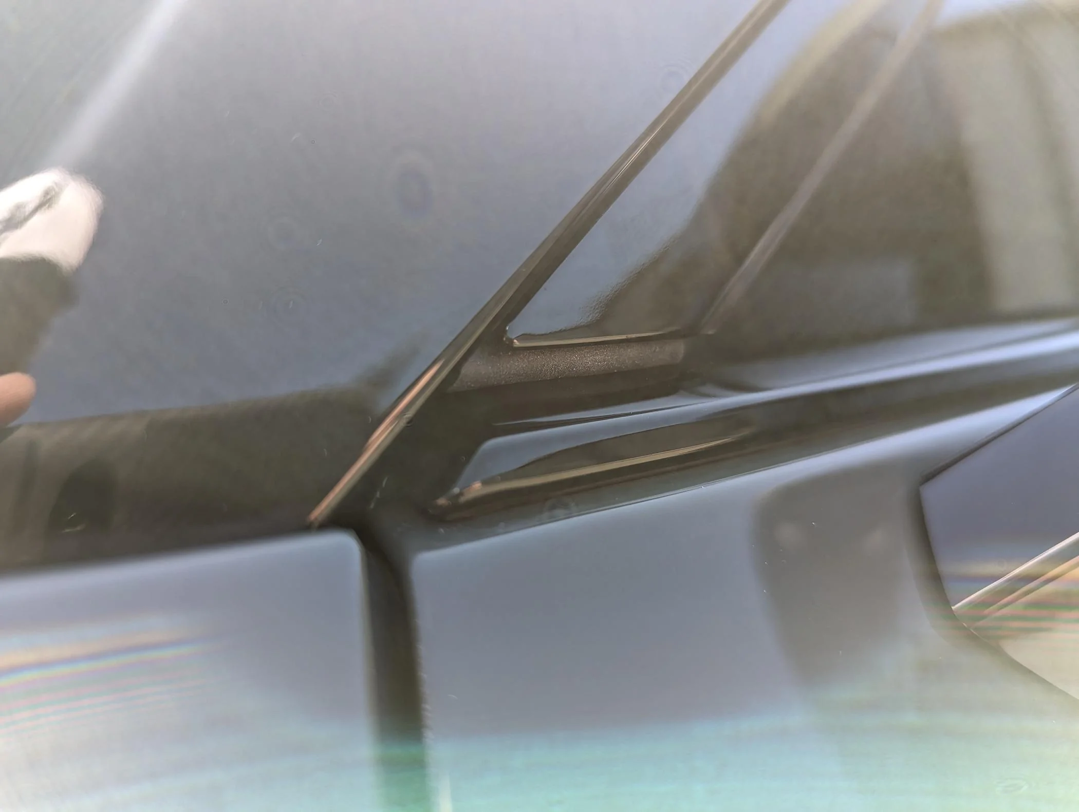 Rivian R1T R1S Resolved (my) excessive wind noise 2023 R1T (cause: corner window plastic trim) PXL_20240324_185103289