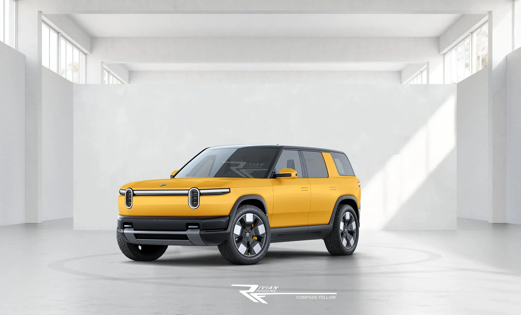 Rivian R1T R1S R2 Compass Yellow (Colors Preview) ? R2-Front Compass Yelllo