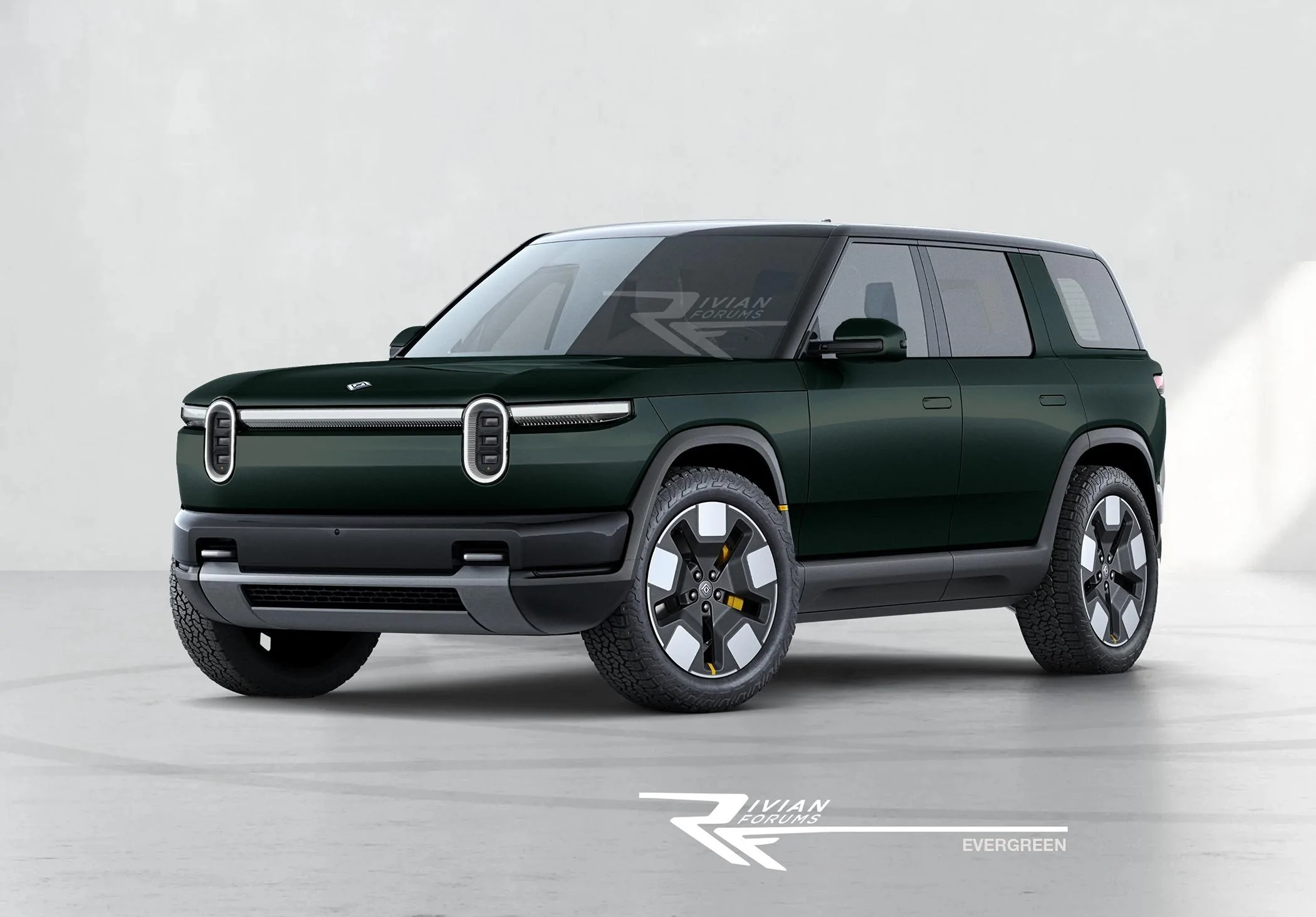 Rivian R1T R1S R2 in Teal, Evergreen, Slate ? R2-Front Evergreen copy