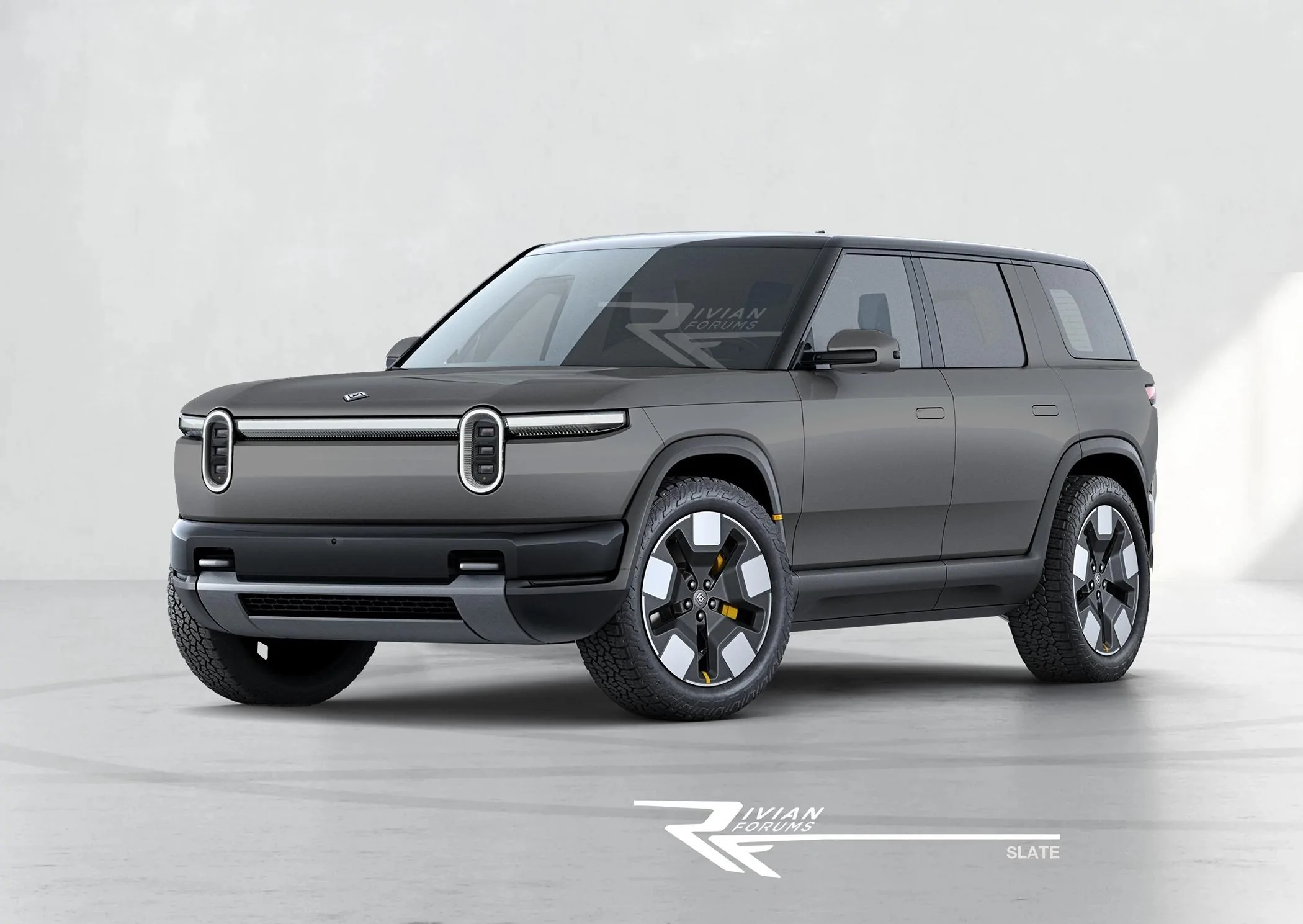 Rivian R1T R1S R2 in Teal, Evergreen, Slate ? R2-Front Slate copy