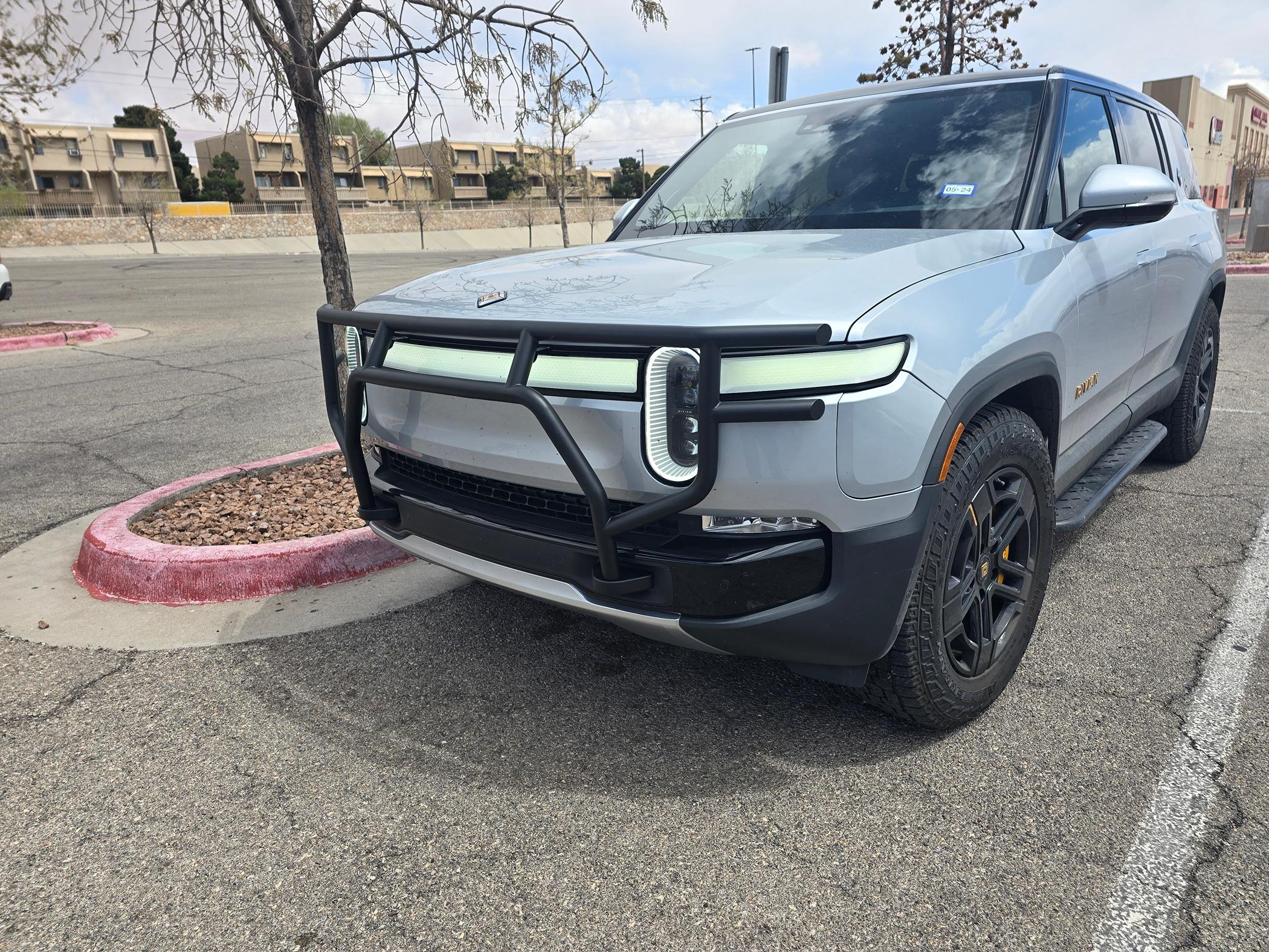 Rivian R1T R1S RealWheelsEV NEW Rivian Accessories Brush Guard, Steps, Light Bar, Bed Rack and more! 20240326_132305
