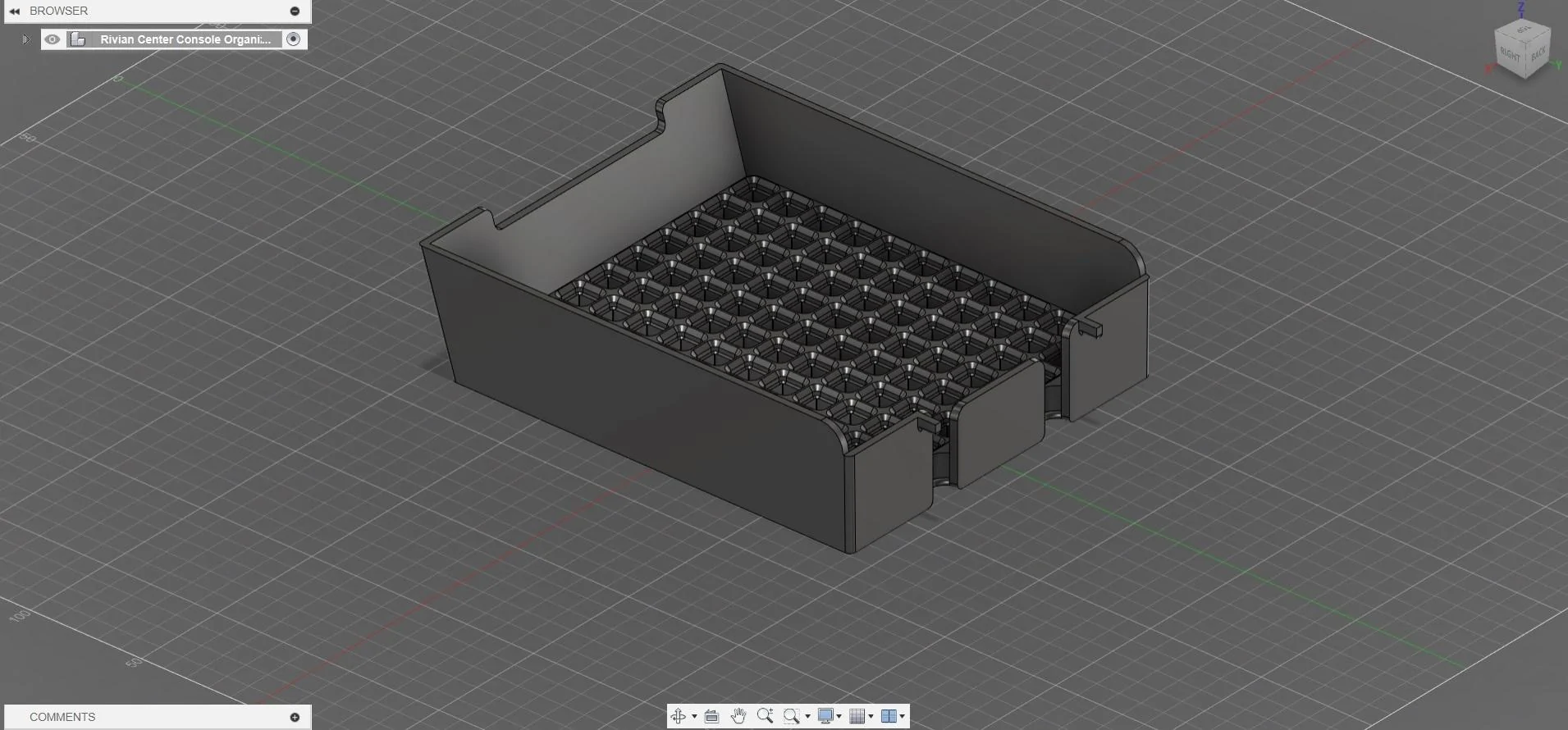 Rivian R1T R1S Riv-finity Storage 3D Print console CAD design