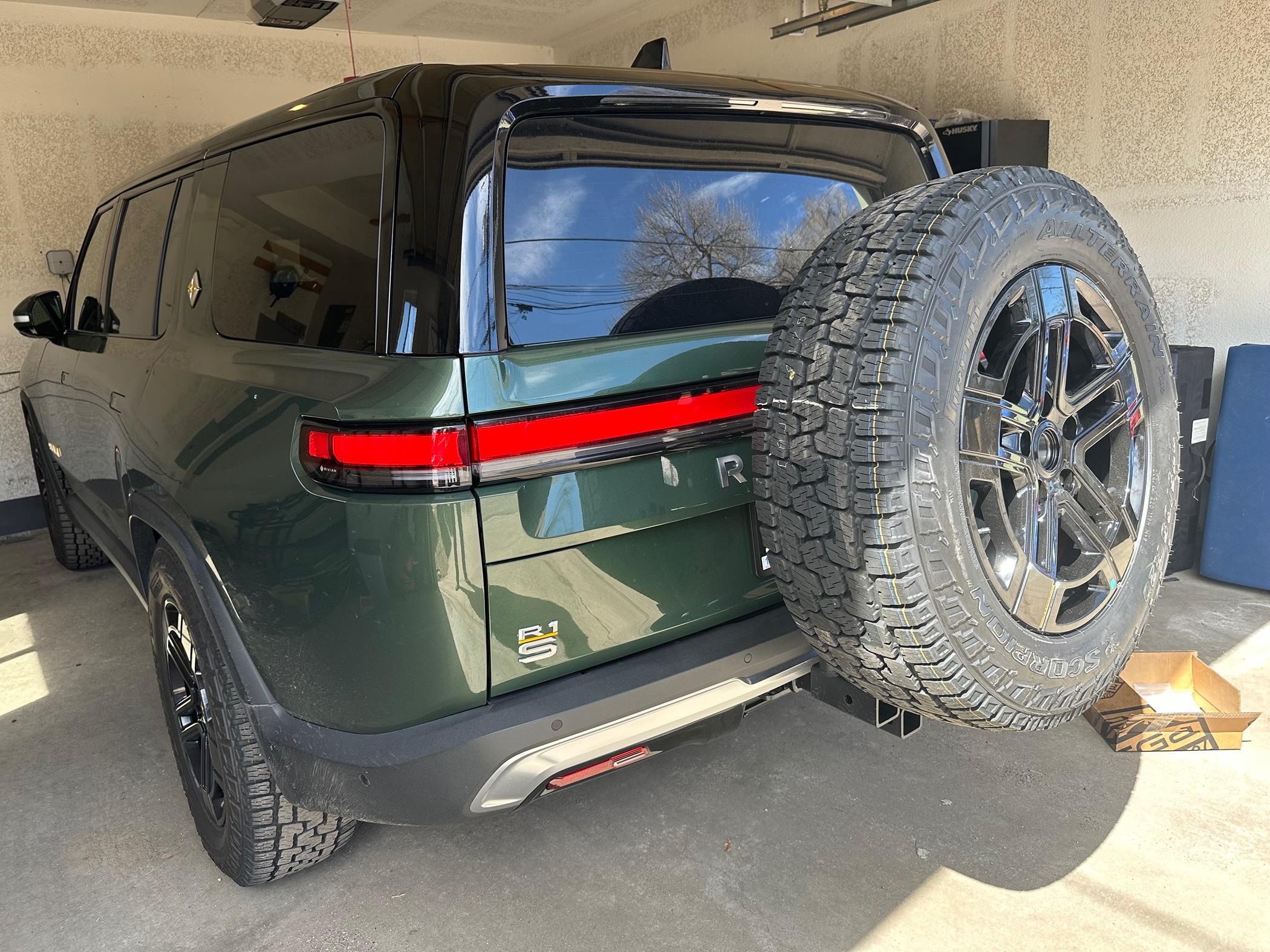 Rivian R1T R1S Hitch Mounted Spare Tire Carrier IMG_2356