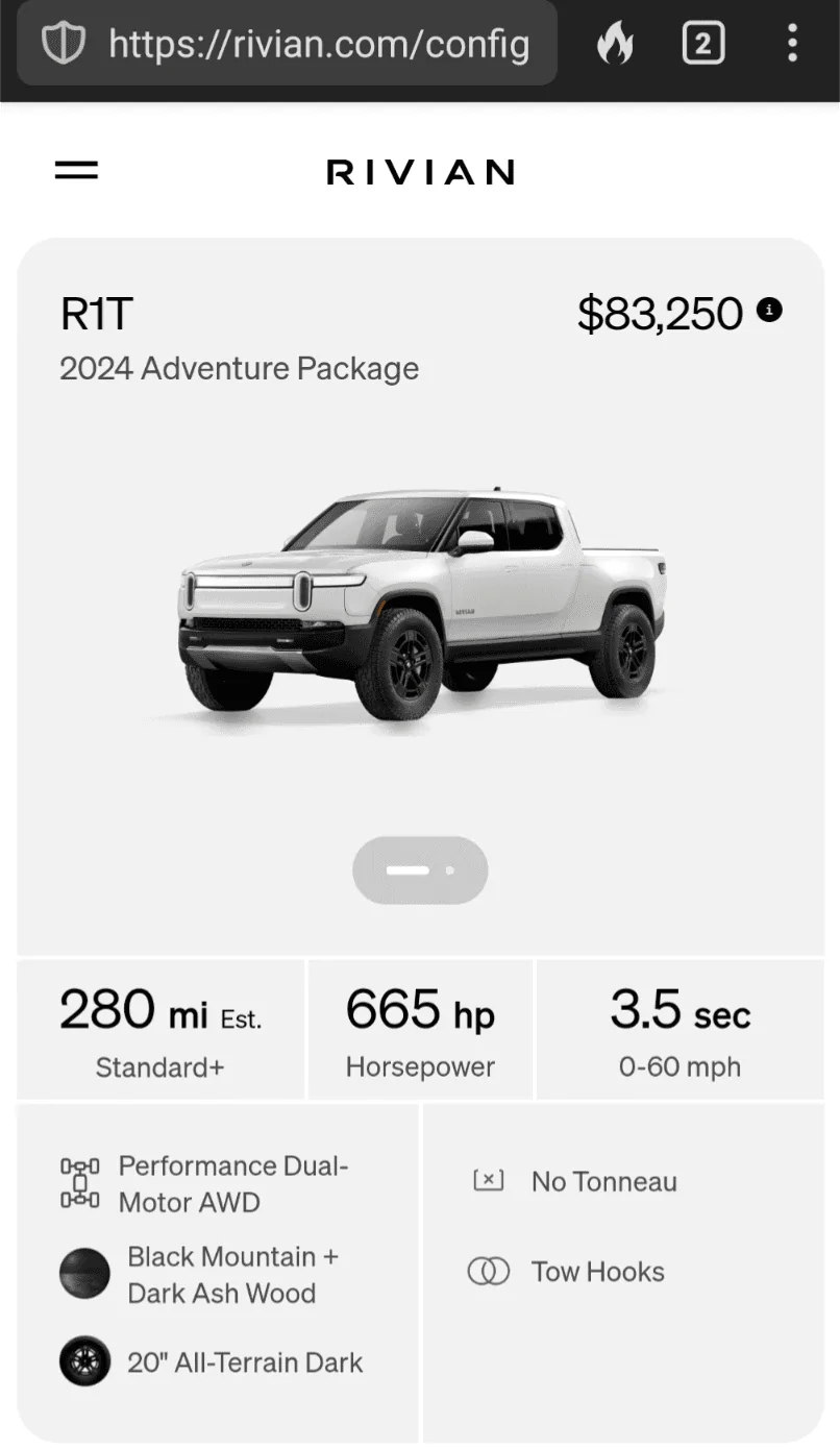 Rivian R1T R1S Performance Dual missing Sport Mode 1000395869