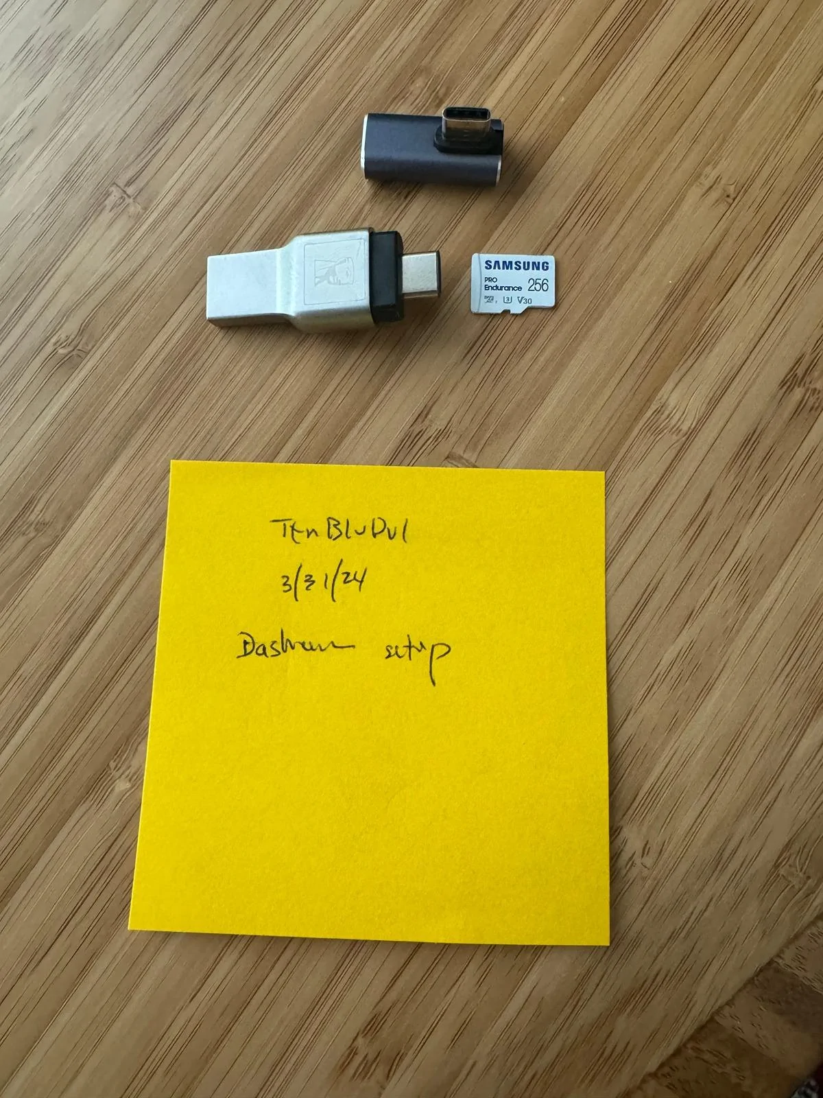 Rivian R1T R1S Gear Guard Dashcam setup (right angle + adapter + SD card) IMG_1438