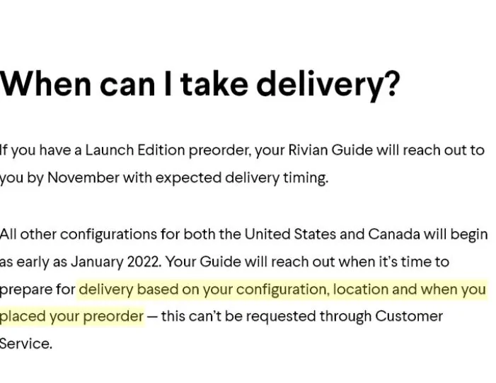 Rivian R1T R1S Latest Time Estimate for Launch Edition - via chat with Rivian 9/21/21 Rivian