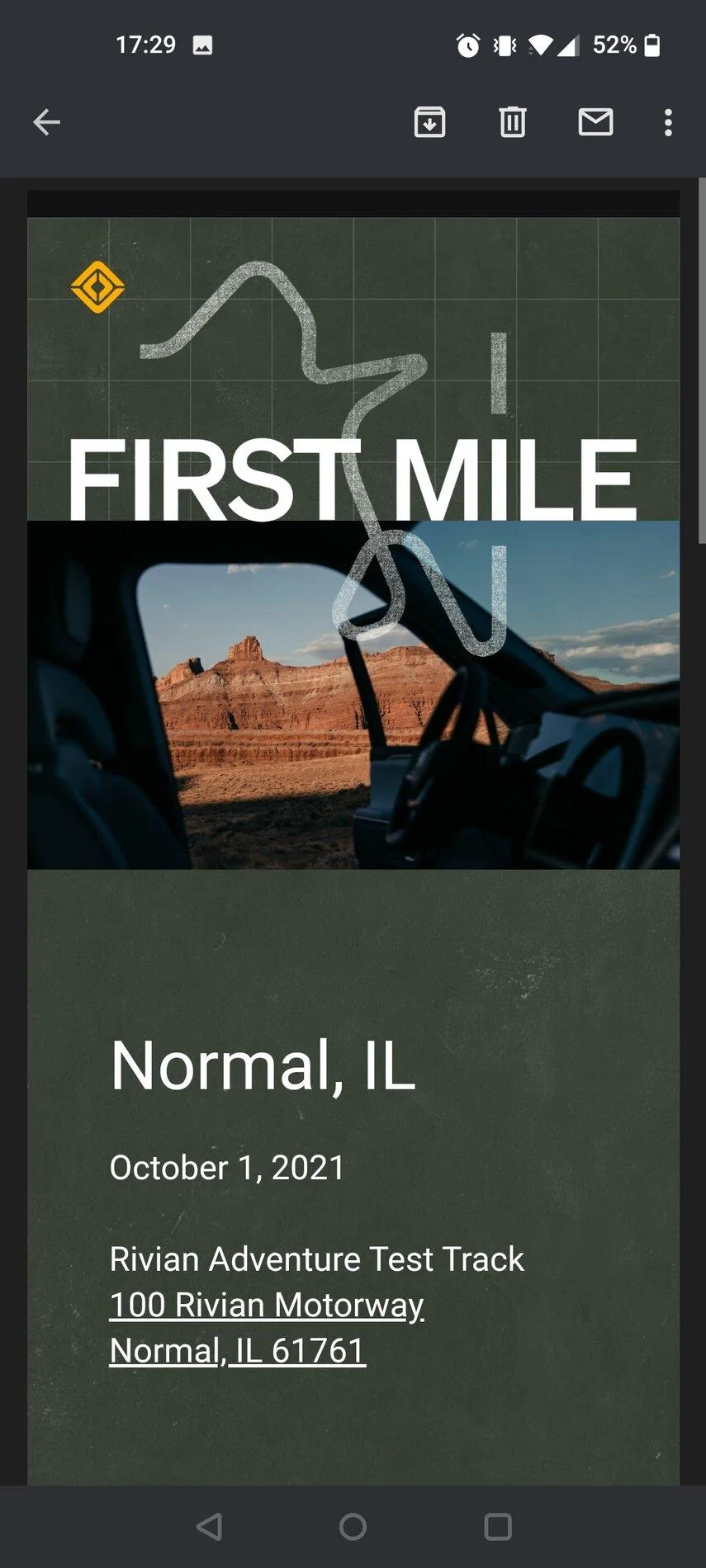 Rivian R1T R1S Rivian First Mile R1T Preview appointment confirmation Screenshot_20210924-172931