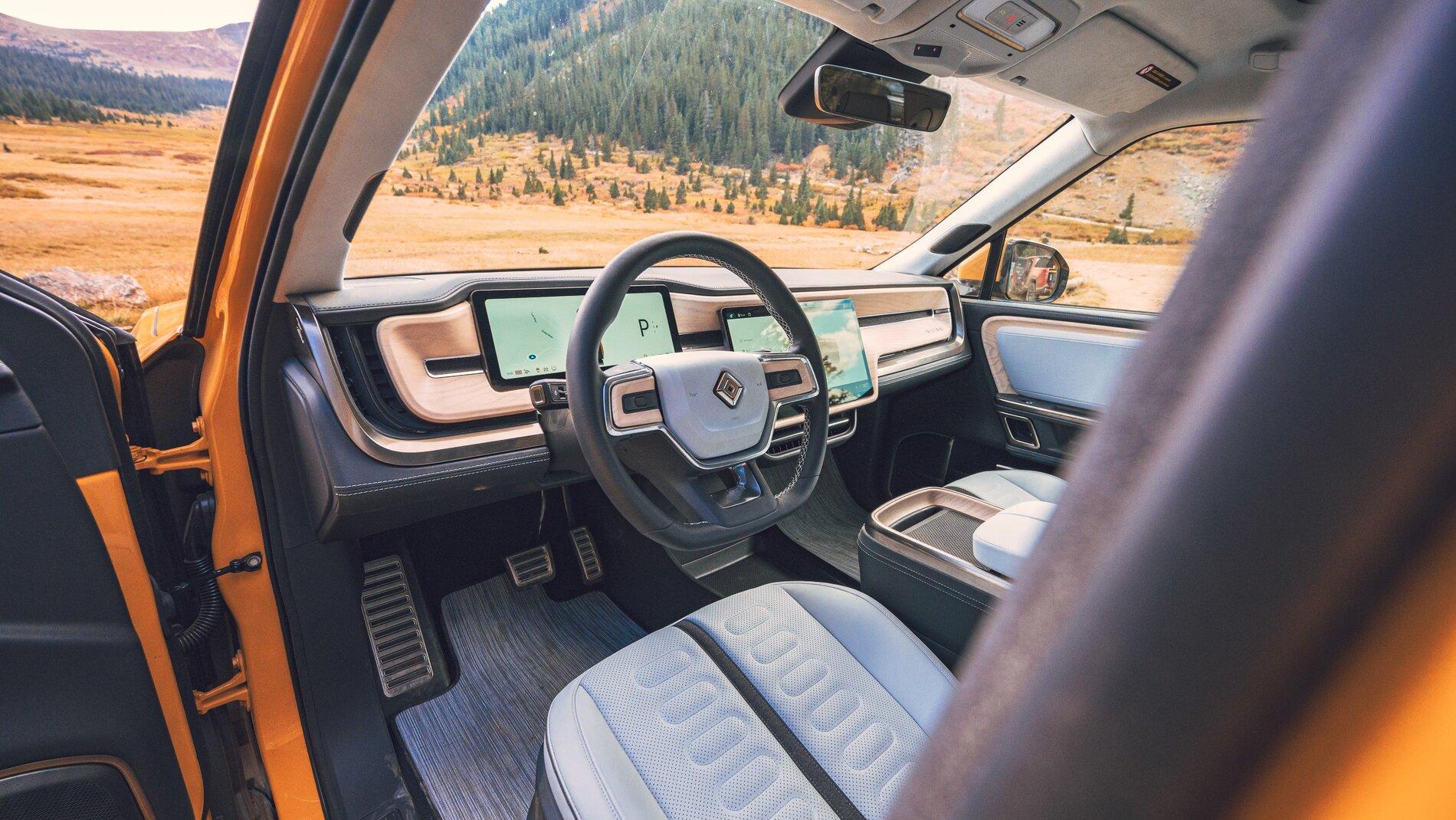 Rivian R1T R1S OCEAN COAST Rivian Interior Photos Compass Yellow R1T Rivian Pickup Truck 1