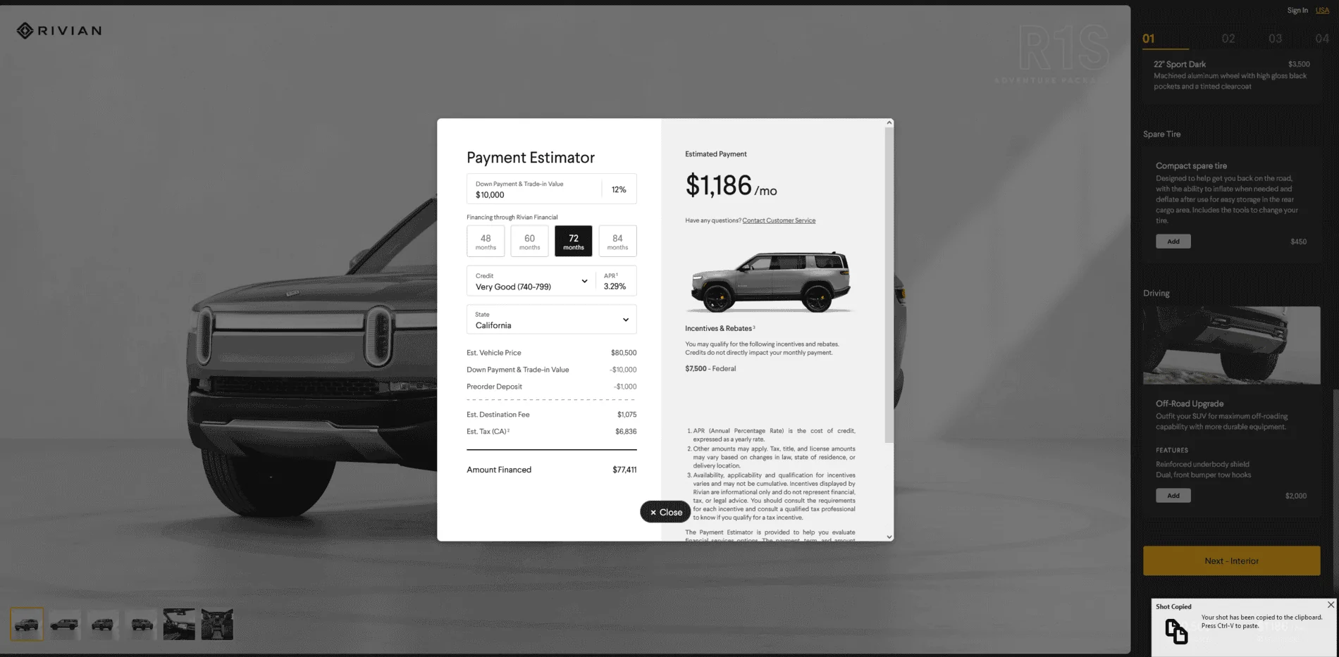 Rivian R1T R1S Configurator Updated with Payment Estimator 1633041808404
