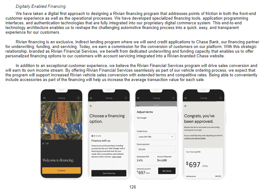 Rivian R1T R1S App Screen Shots from IPO Filing - S1 - Financing / Insurance / Service 1633131038053