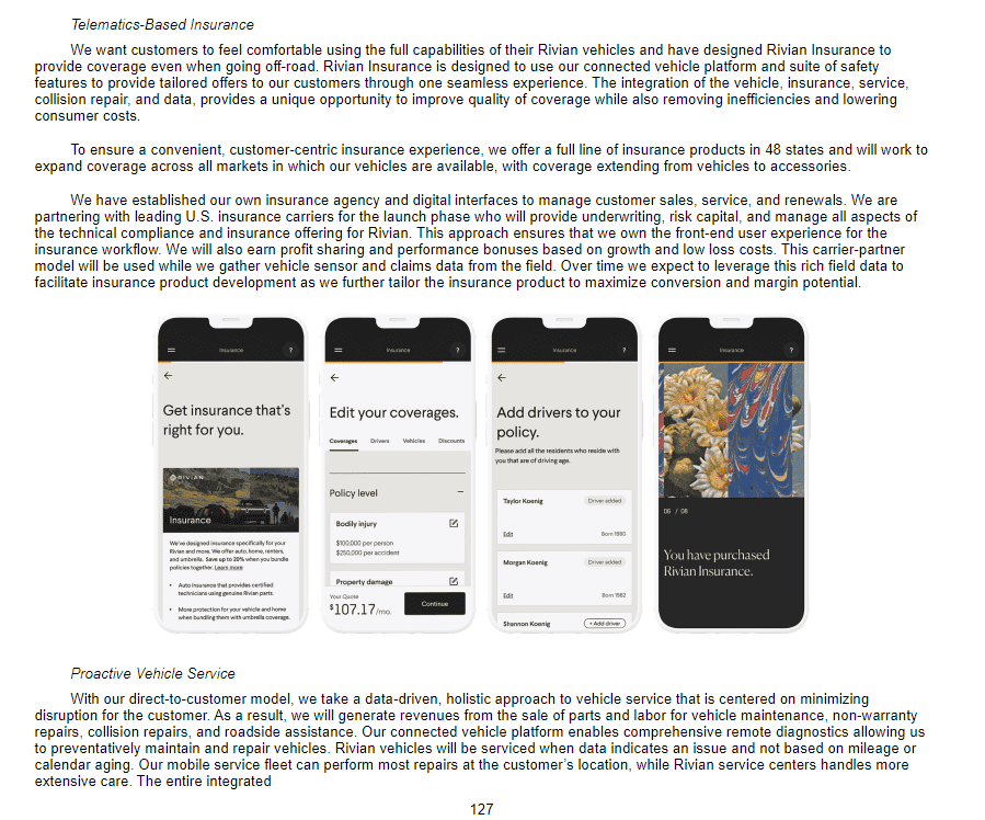 Rivian R1T R1S App Screen Shots from IPO Filing - S1 - Financing / Insurance / Service 1633131293903