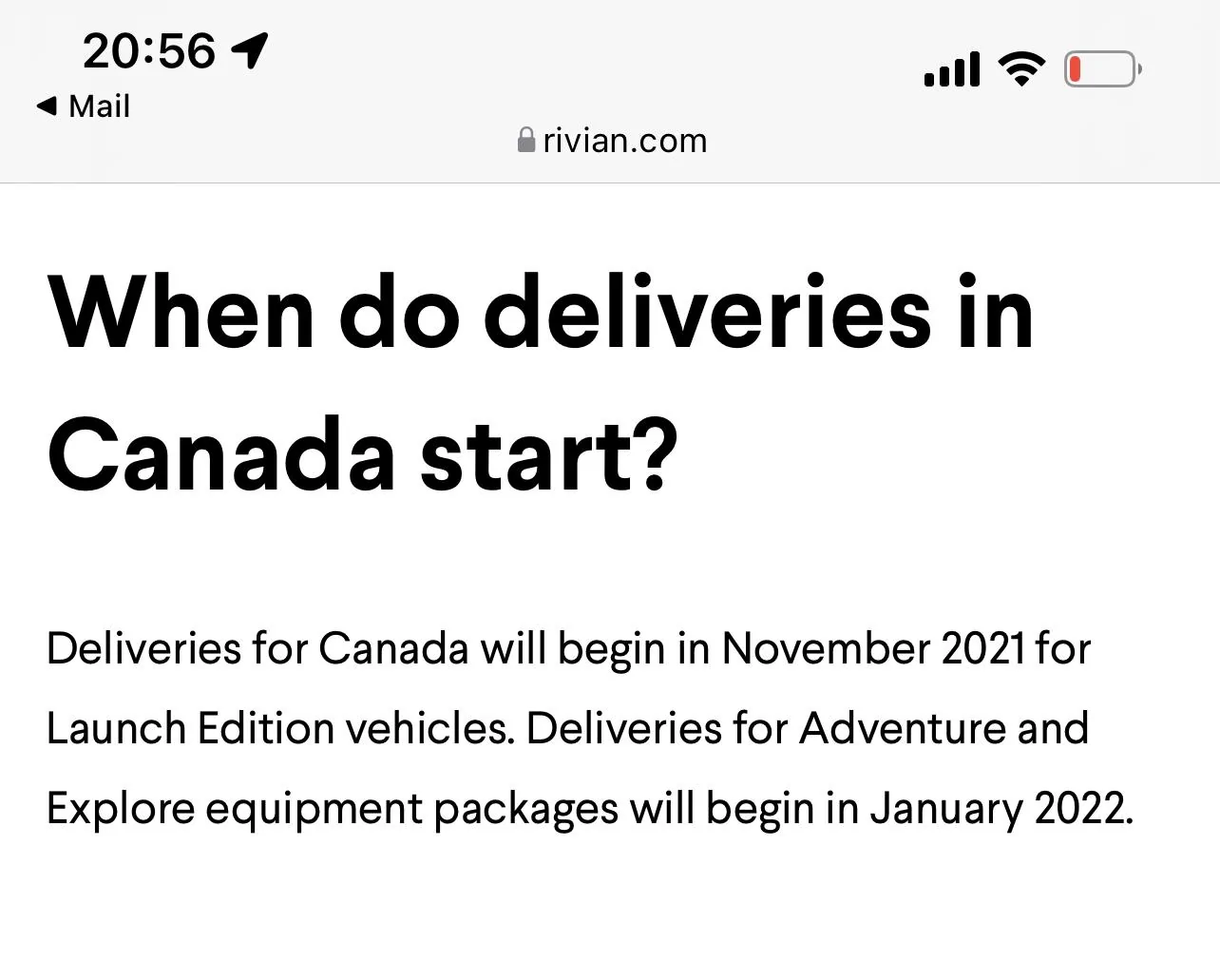 Rivian R1T R1S Canadian delivery timeframe 76034477-E111-4724-8D47-606D889D21C1