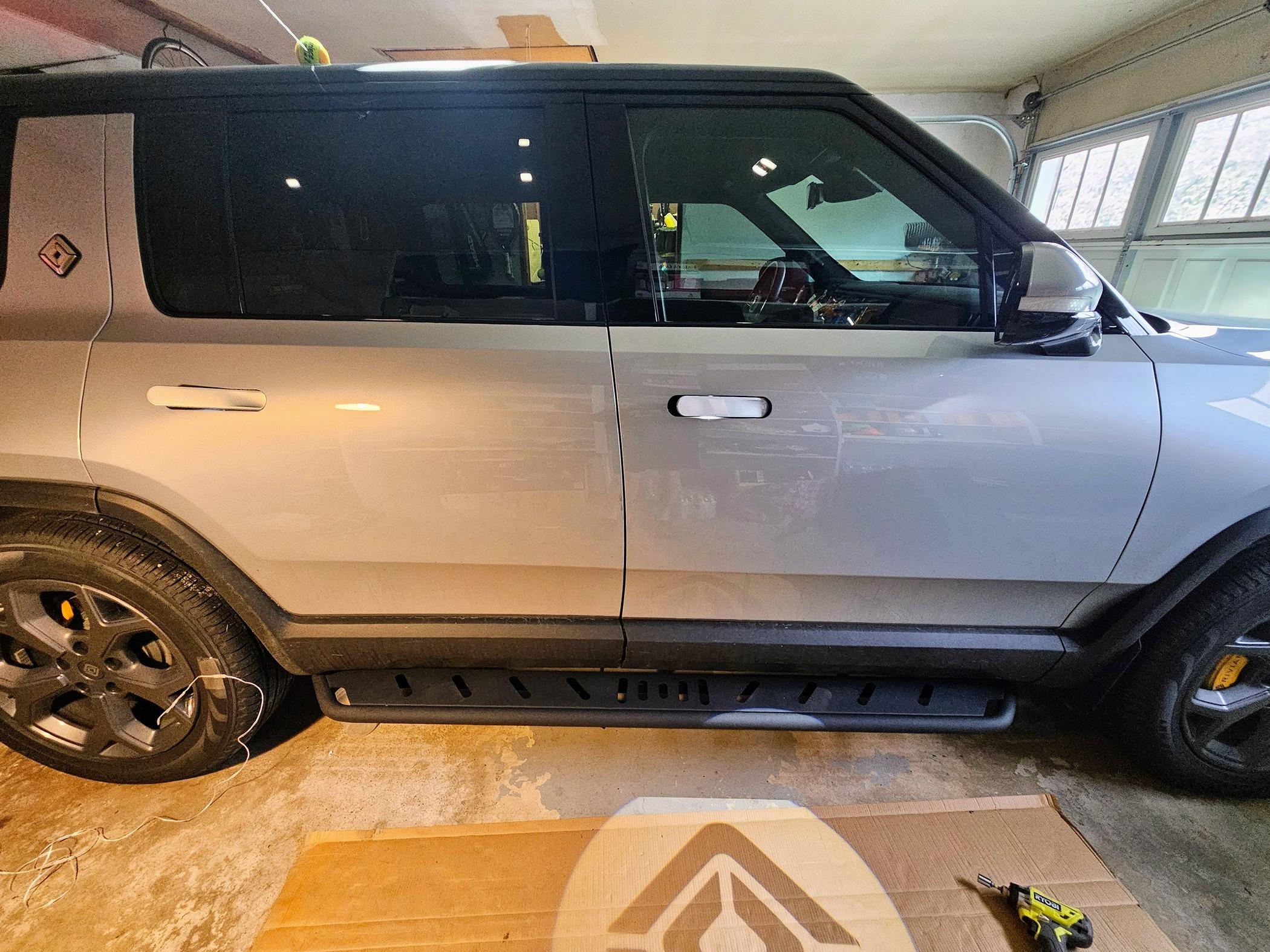 Rivian R1T R1S Just installed EVBase Running Boards.  Tips on trimming the plastic panels? 20240403_154524