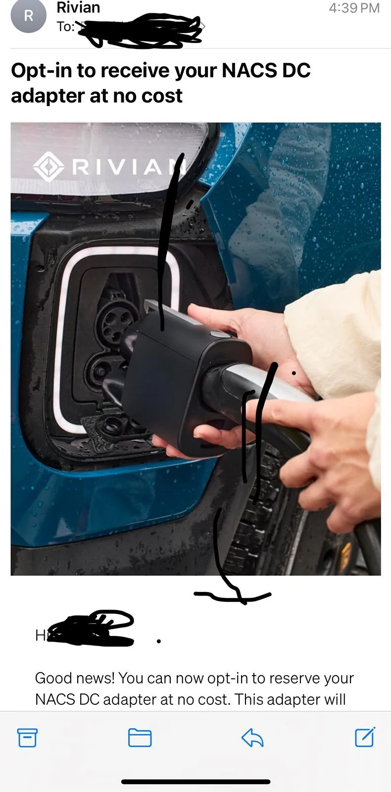 Rivian R1T R1S Got my NACS email IMG_2306