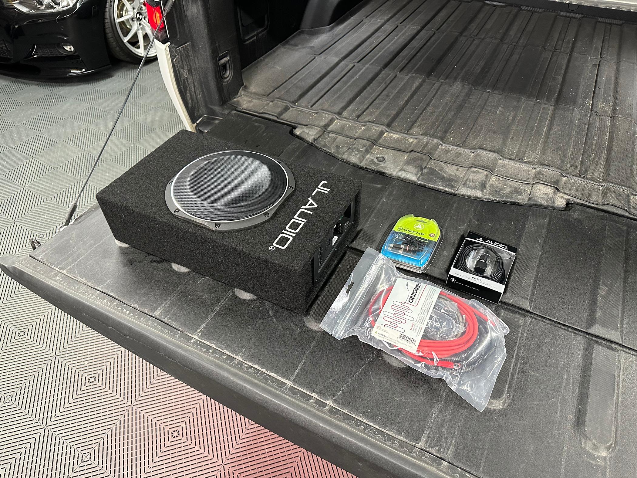 Rivian R1T R1S Simple 10" JL Subwoofer Install in R1T IMG_2555