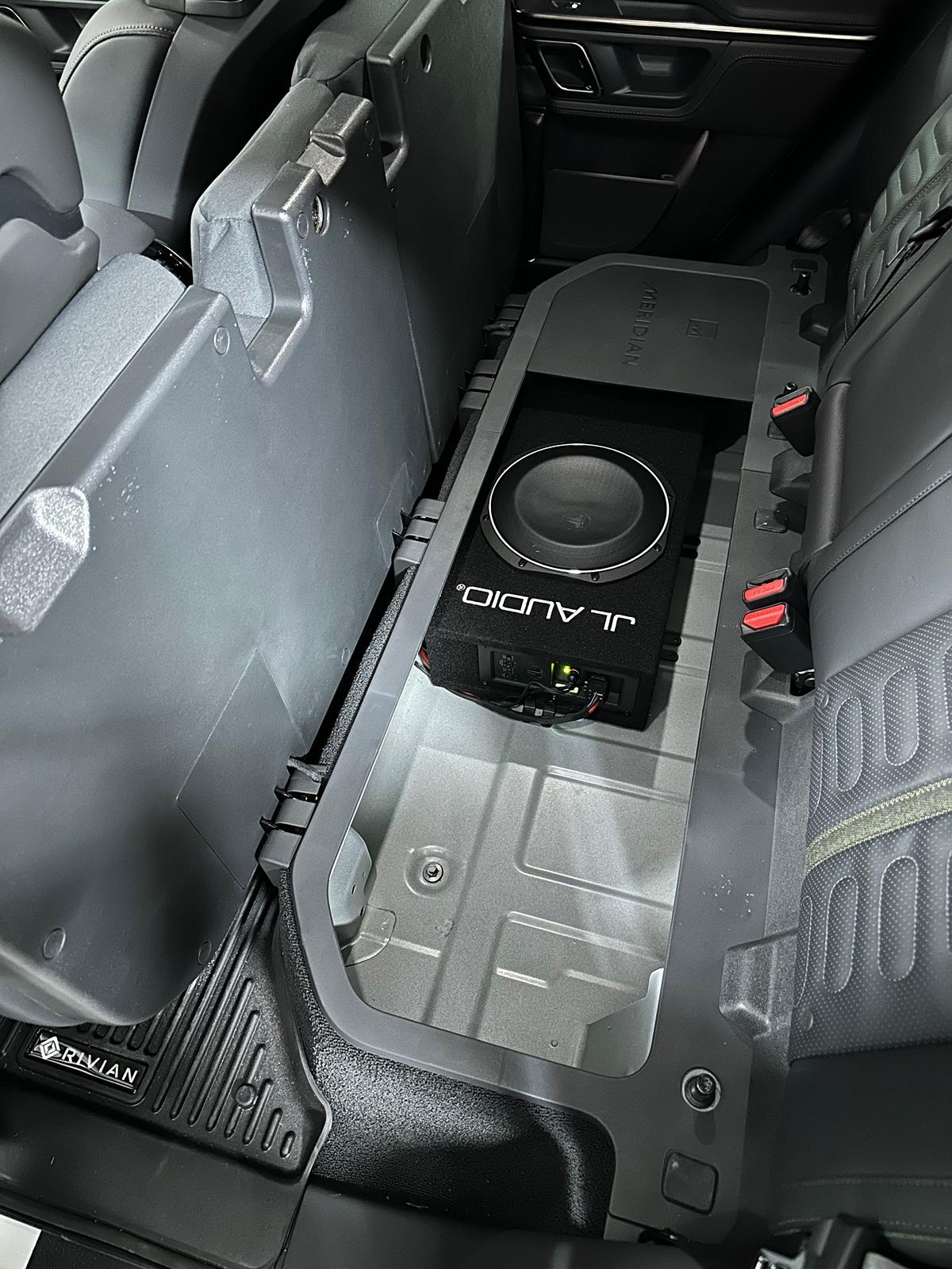 Rivian R1T R1S Simple 10" JL Subwoofer Install in R1T IMG_2564