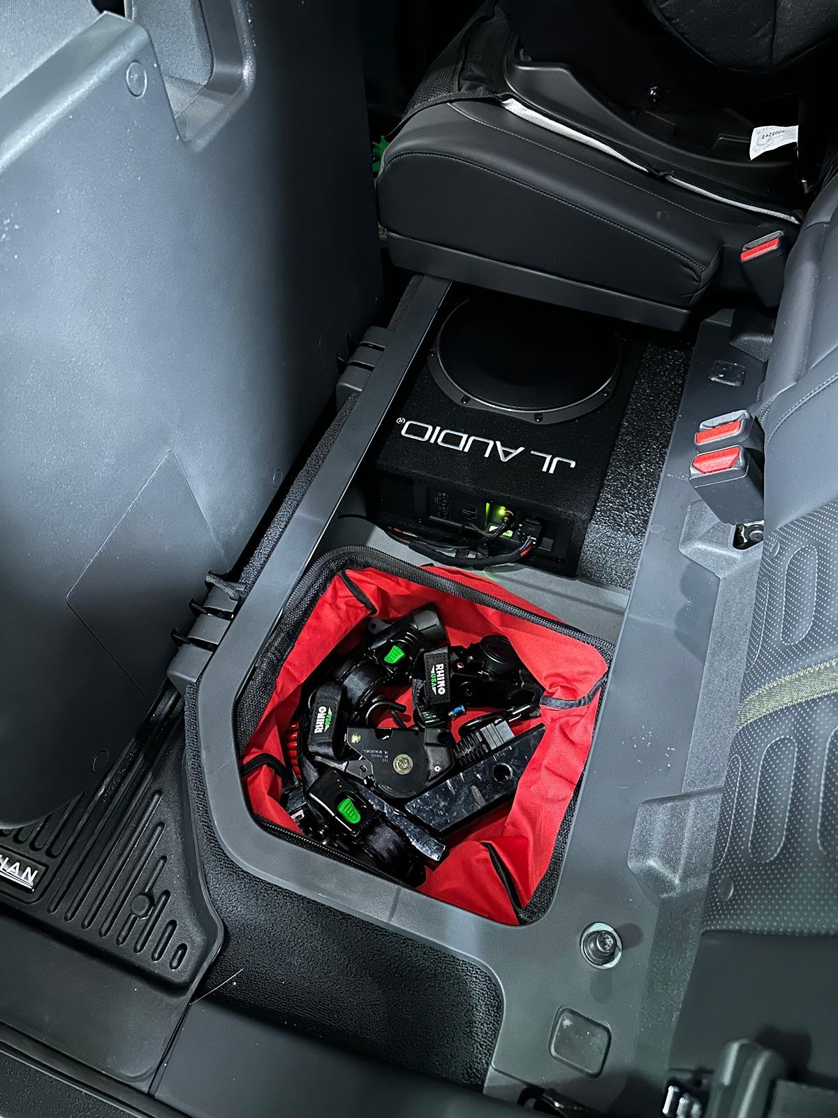 Rivian R1T R1S Simple 10" JL Subwoofer Install in R1T IMG_2605
