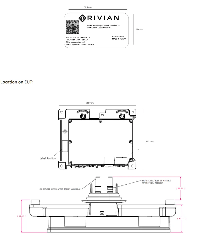 Rivian R1T R1S Rivian testing new Driver+ (Autonomy Experience Module) -- stops by the FCC 1712669941106-nt