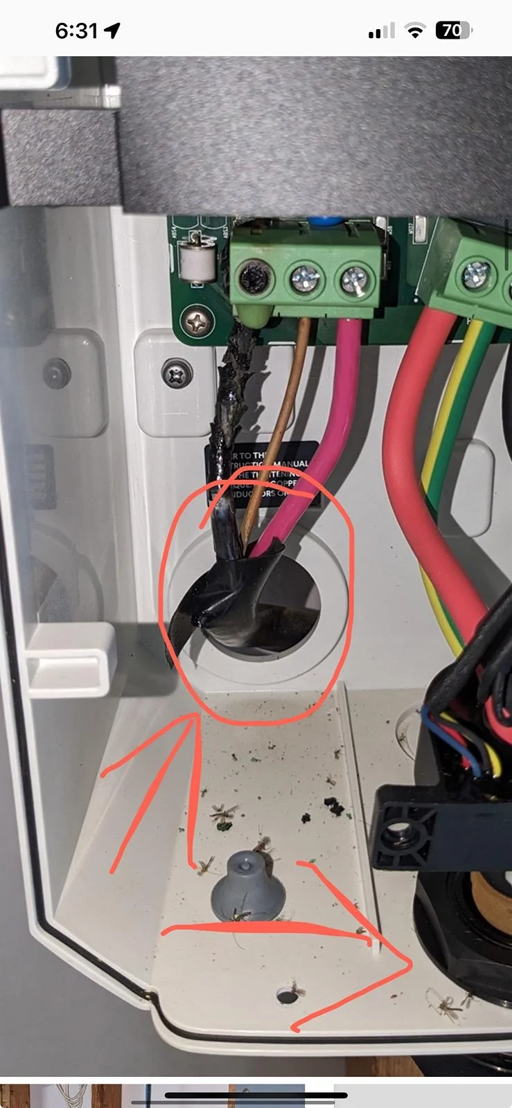 Rivian R1T R1S Burnt wire in the wall charger IMG_6229