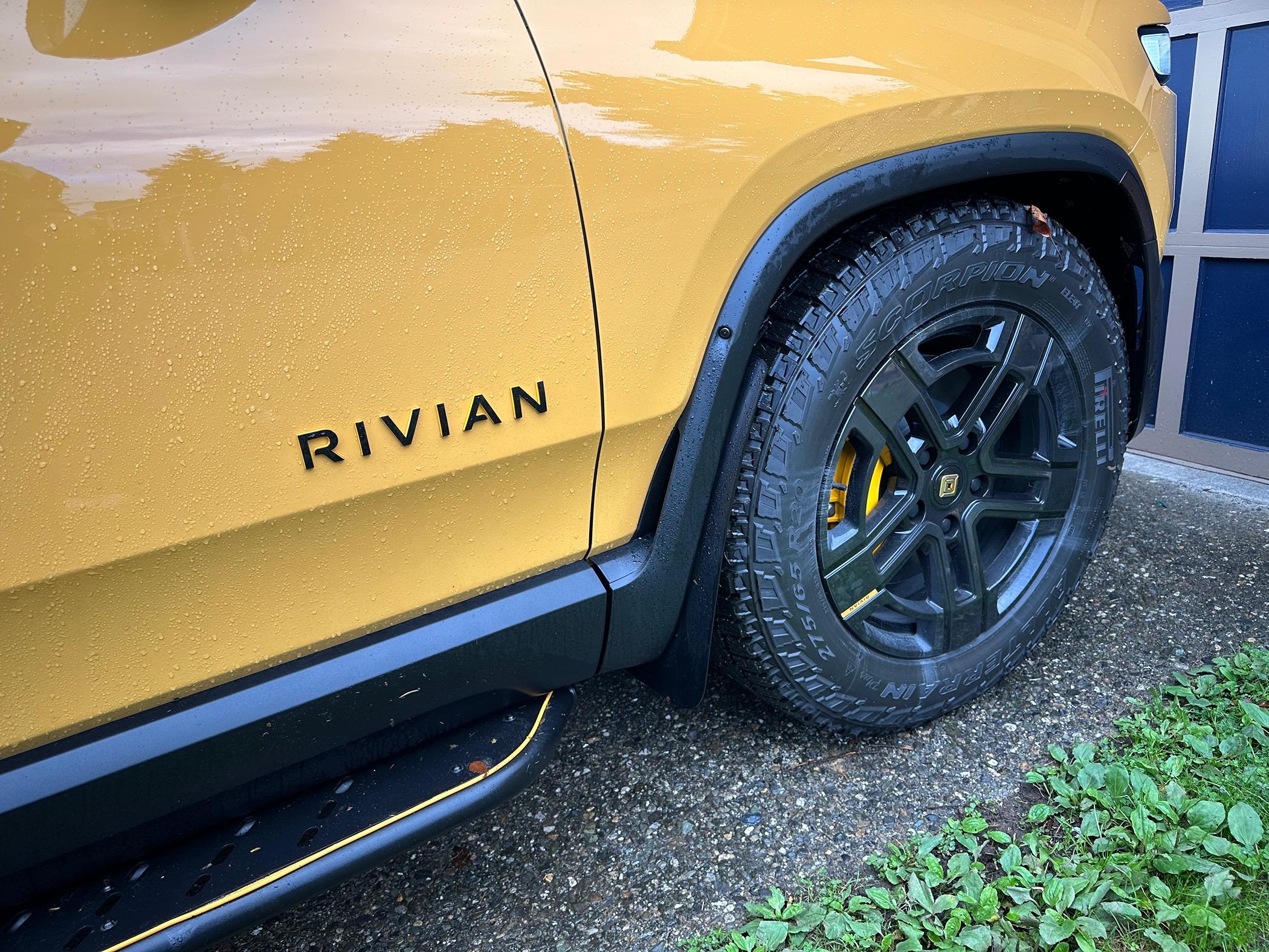 Rivian R1T R1S Definitely a big "NO" to mud flaps on the Rivian! IMG_0195