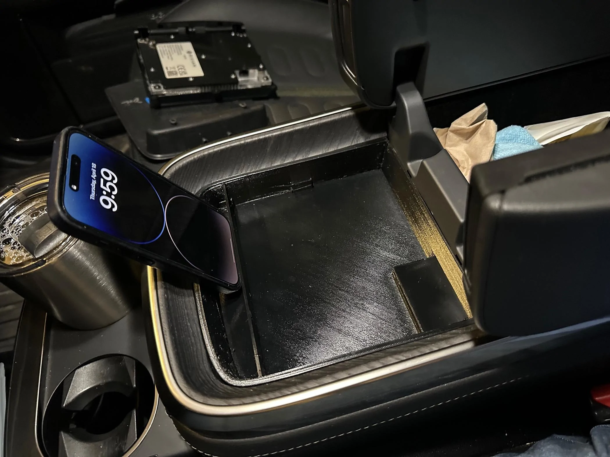 Rivian R1T R1S Console Puck Charger cavity tray IMG_4634