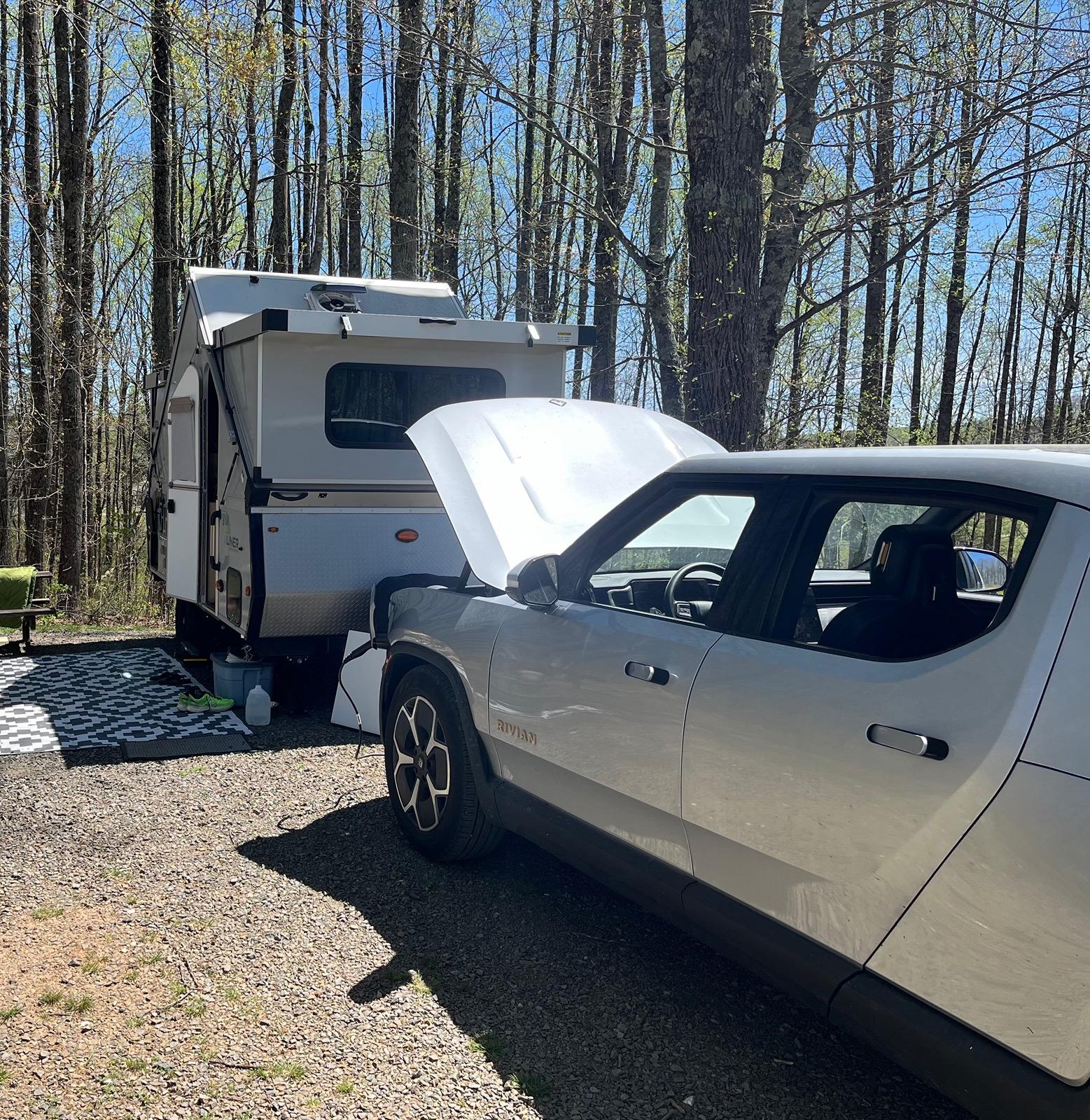 Rivian R1T R1S Towing Aliner Expedition camper to Meadows of Dan, VA IMG_4149