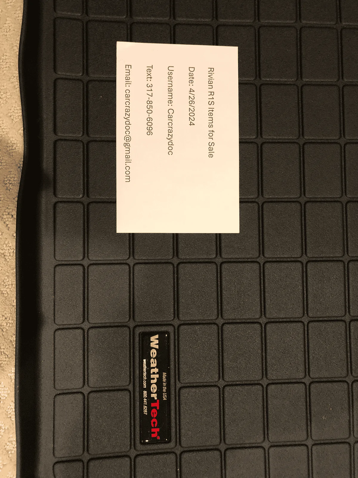 Rivian R1T R1S FS: WeatherTech front cargo / trunk liner tempImageyn31O