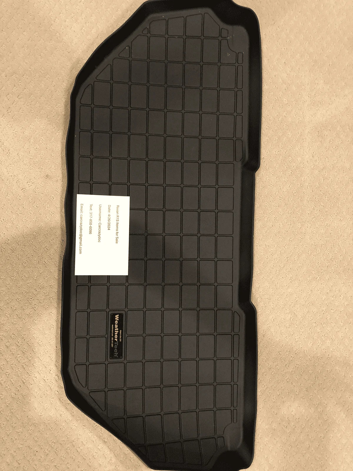 Rivian R1T R1S FS: WeatherTech front cargo / trunk liner tempImagegFKG9W