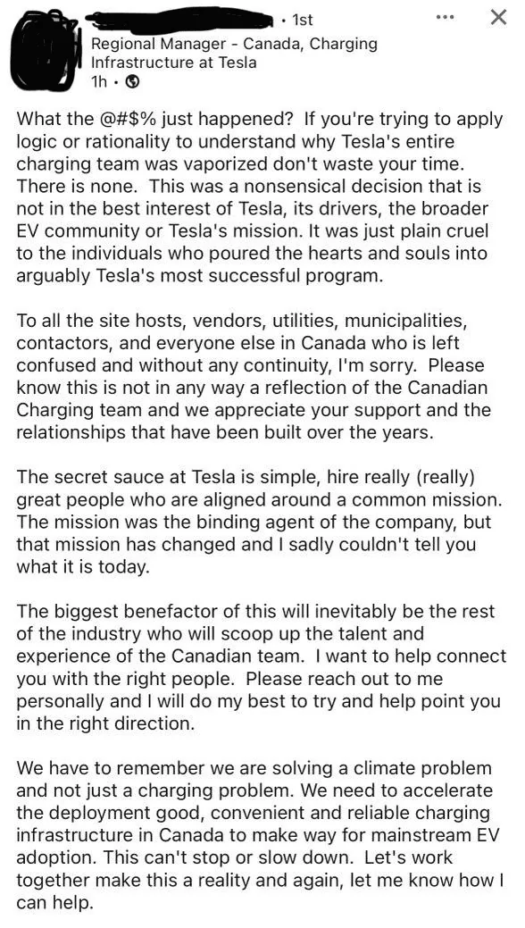 Rivian R1T R1S Entire Tesla Supercharger team fired (Update: Elon Musk says supercharger network growth will continue). ** ⚠️ ADMIN WARNING: NO POLITICS ** 1714754835558-xf
