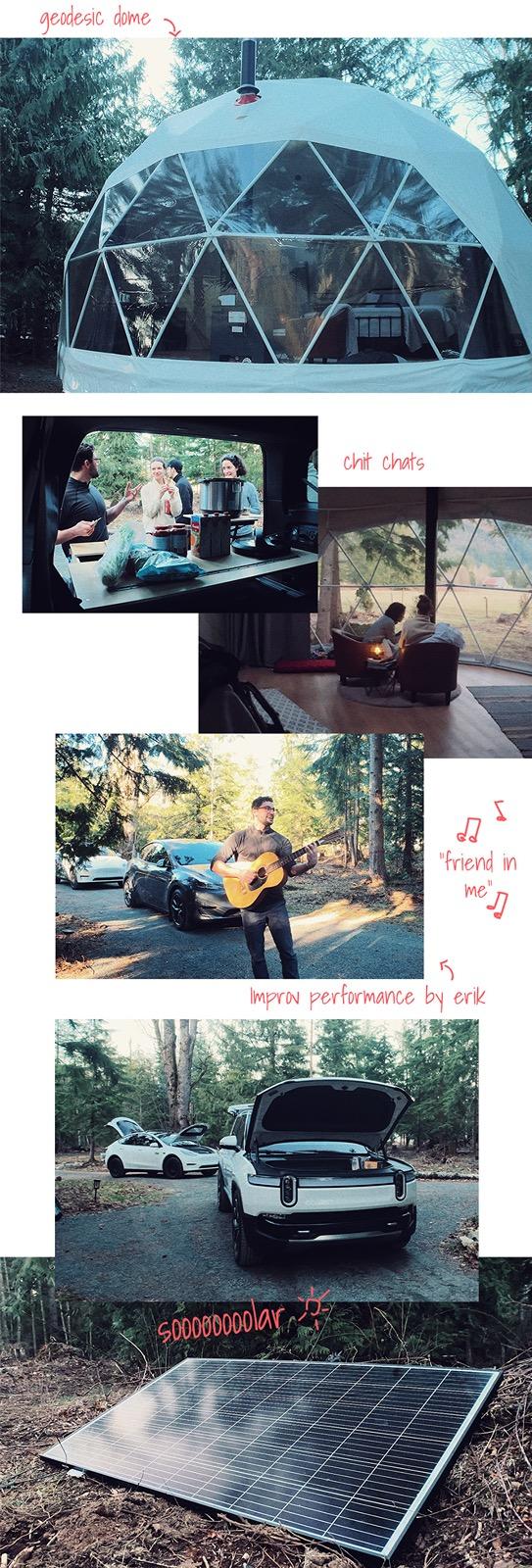 Rivian R1T R1S Camping with 1 Rivian, 2 Teslas, and 1 Off-Grid Dome! Fruble Camp Kitchen in action on R1S Chilliack Fruble Trip 2-b_960