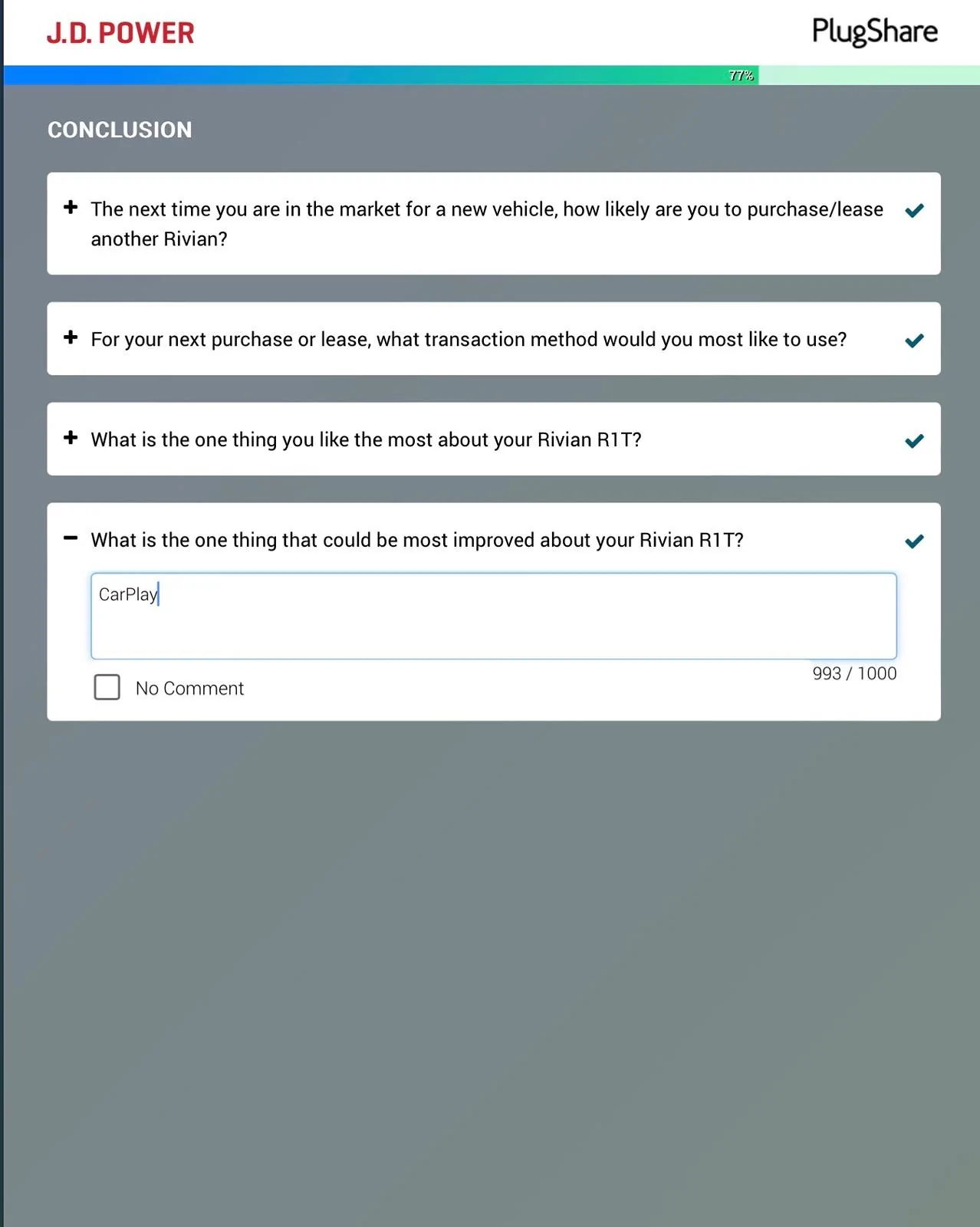 Rivian R1T R1S JD Power U.S. EV Experience Ownership Study (link to survey included) IMG_1635