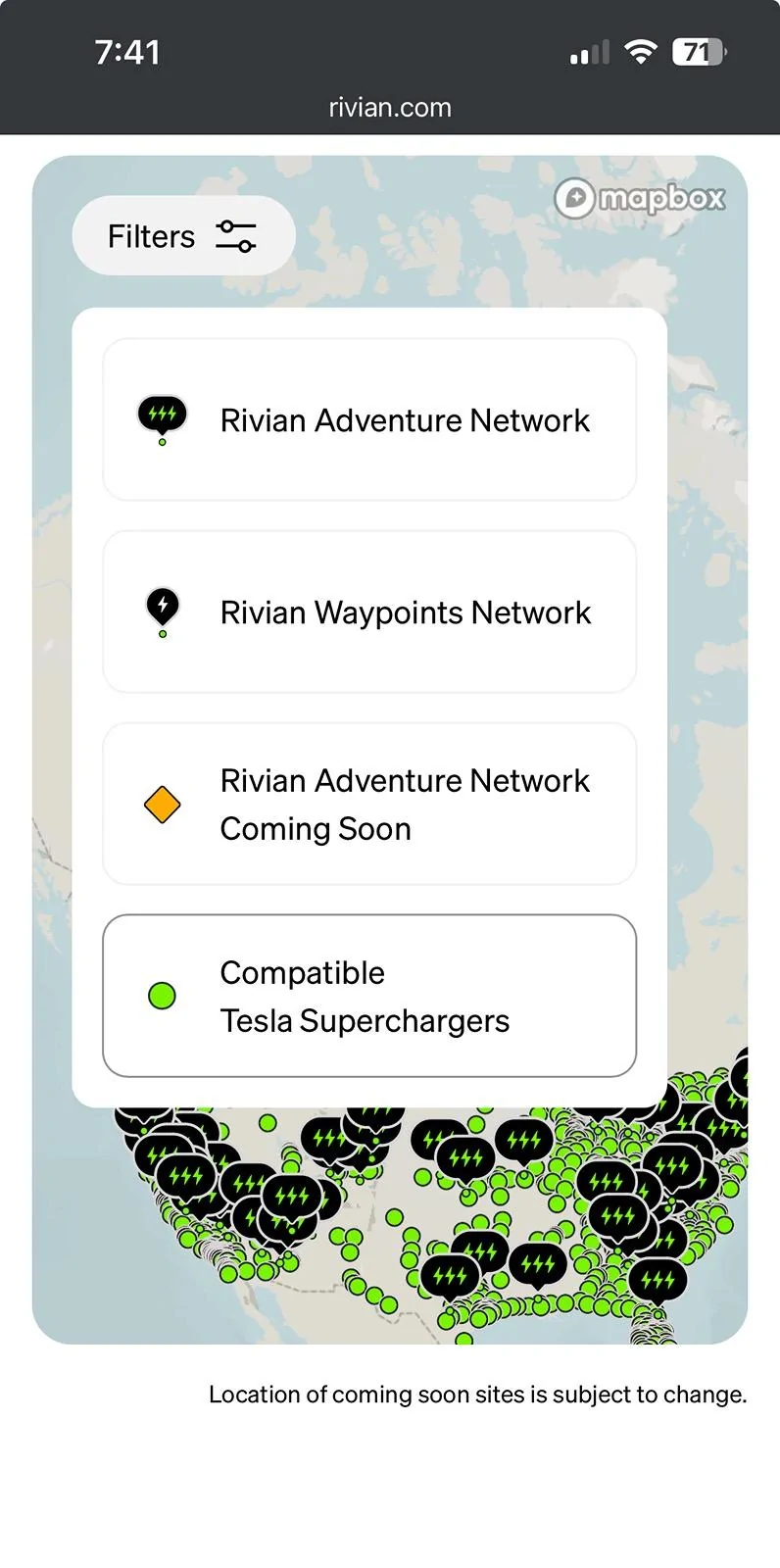 Rivian R1T R1S Tesla V3, V4 Superchargers and RAN Stations Map (kml for Google Earth) IMG_9654