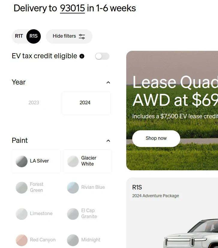 Rivian R1T R1S Where are all the R1S in R1 Shop? 1716331765801-5n