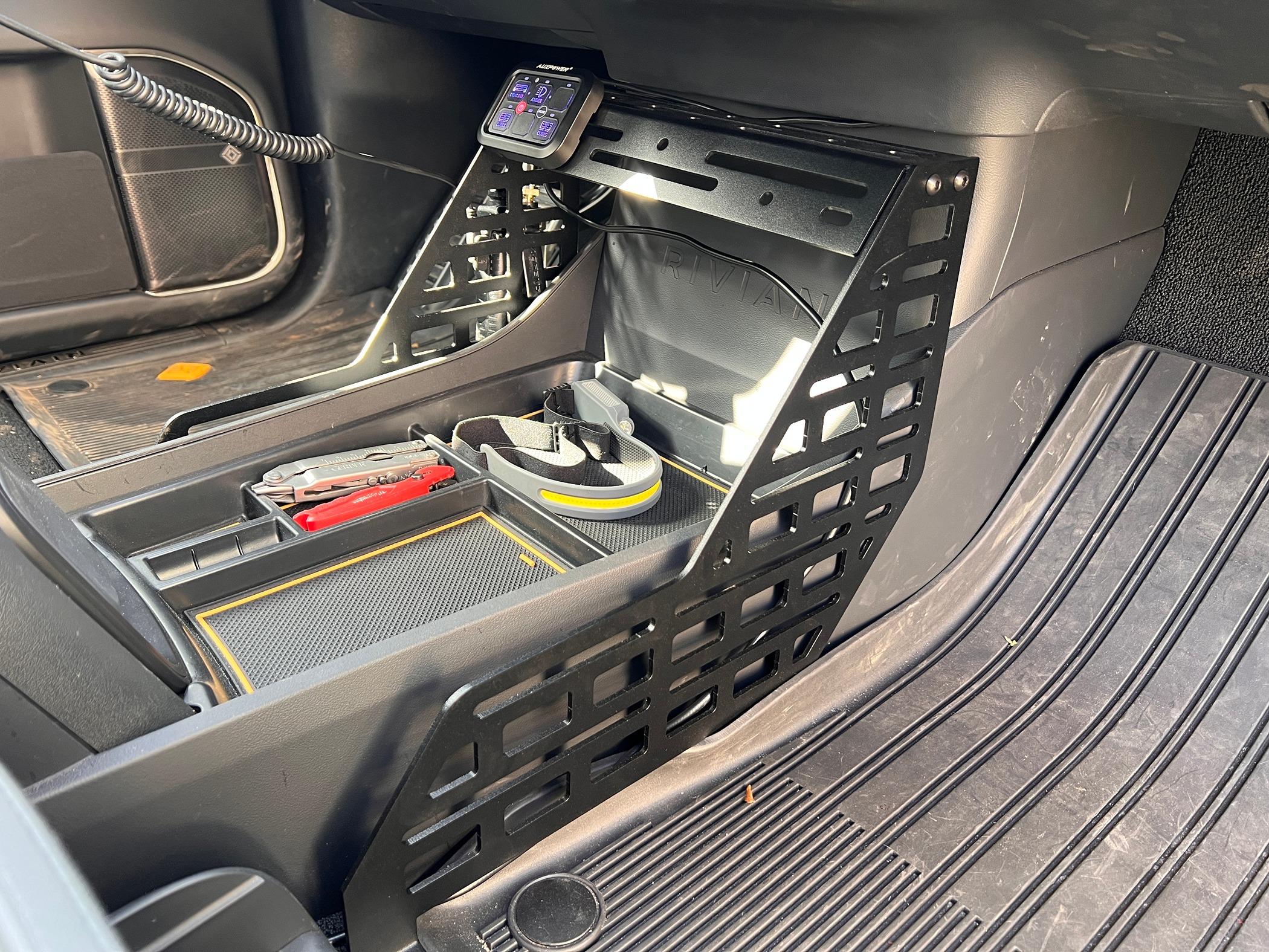 Rivian R1T R1S Cool MOLLE panels for center console by @electrified_overland IMG_6125.JPG