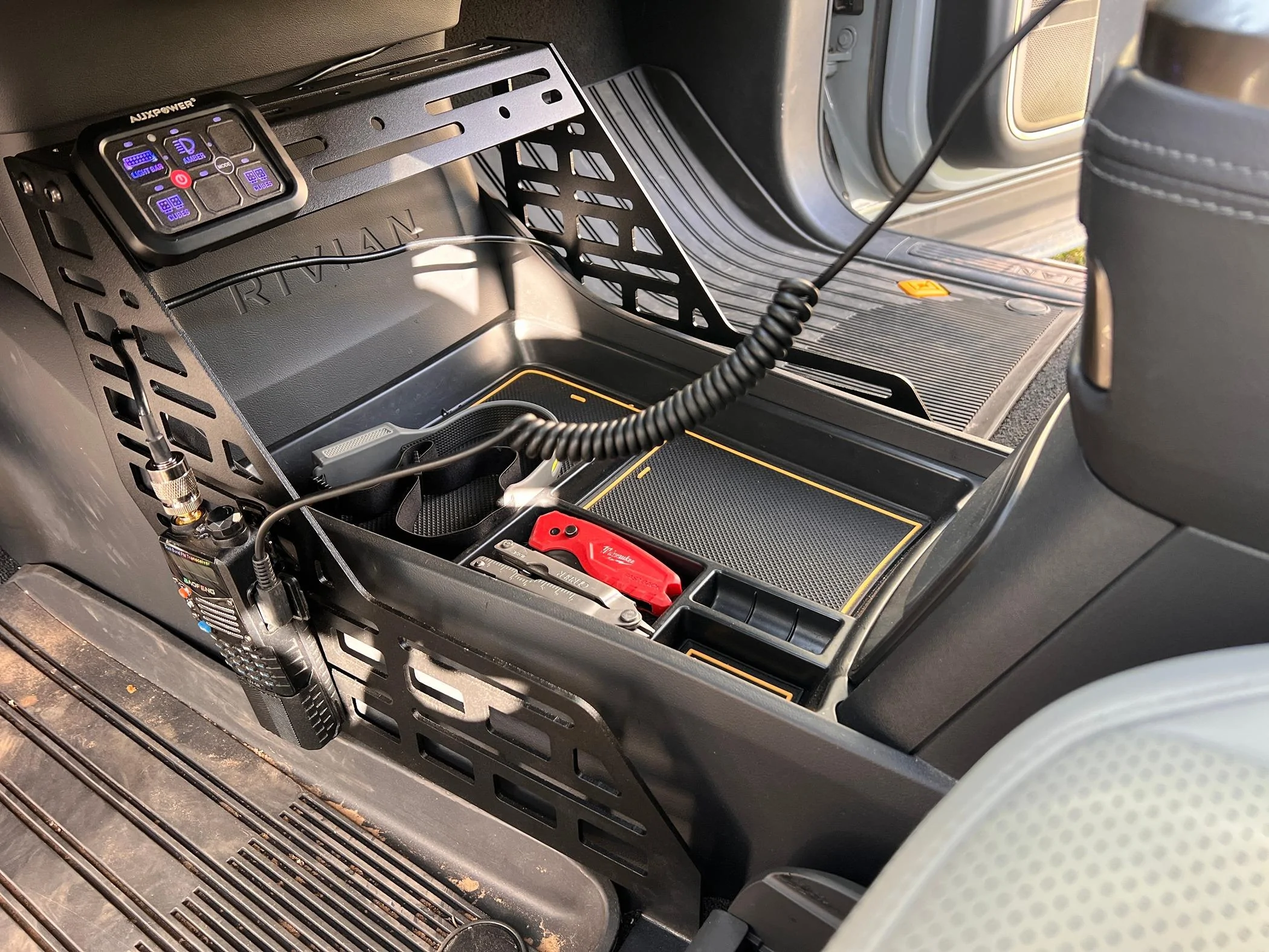 Rivian R1T R1S Cool MOLLE panels for center console by @electrified_overland IMG_6127