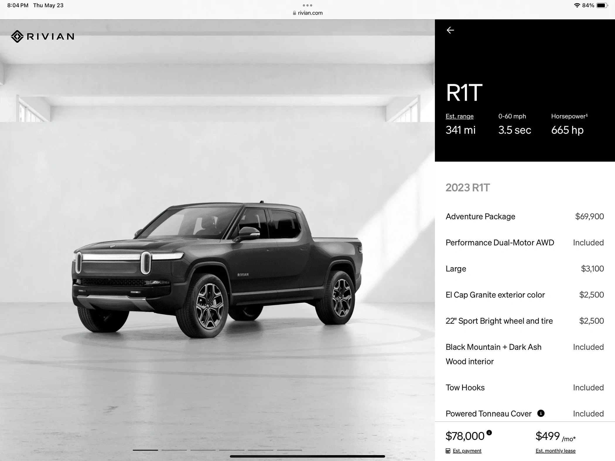 Rivian R1T R1S Prices lowered on R1T and R1S inventory (5/23/24) IMG_0379