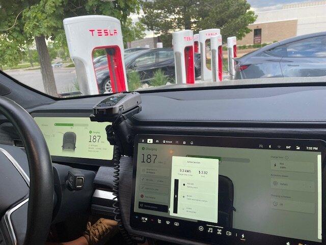 Rivian R1T R1S Had to try my new NACS adapter at a Tesla Supercharger B3BA75C8-9A04-4F83-BD62-B8B59A13D14F