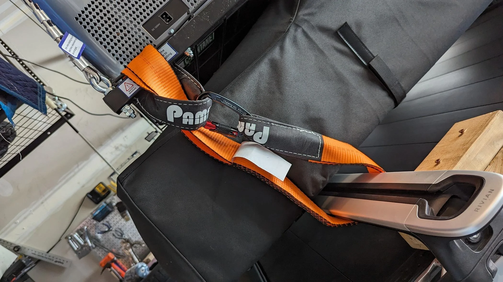 Rivian R1T R1S Storing your roof top tent RTT with garage ceiling hoist 1717686525147-km