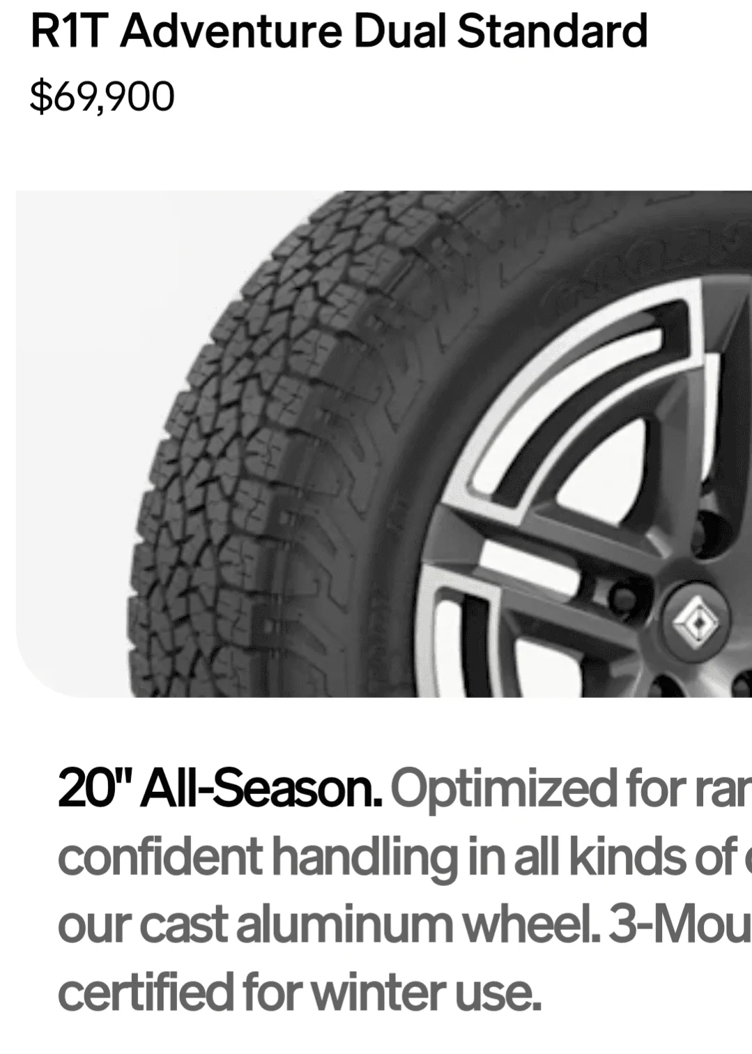 Rivian R1T R1S New Goodyear 20” tire option - available when? 1000010916
